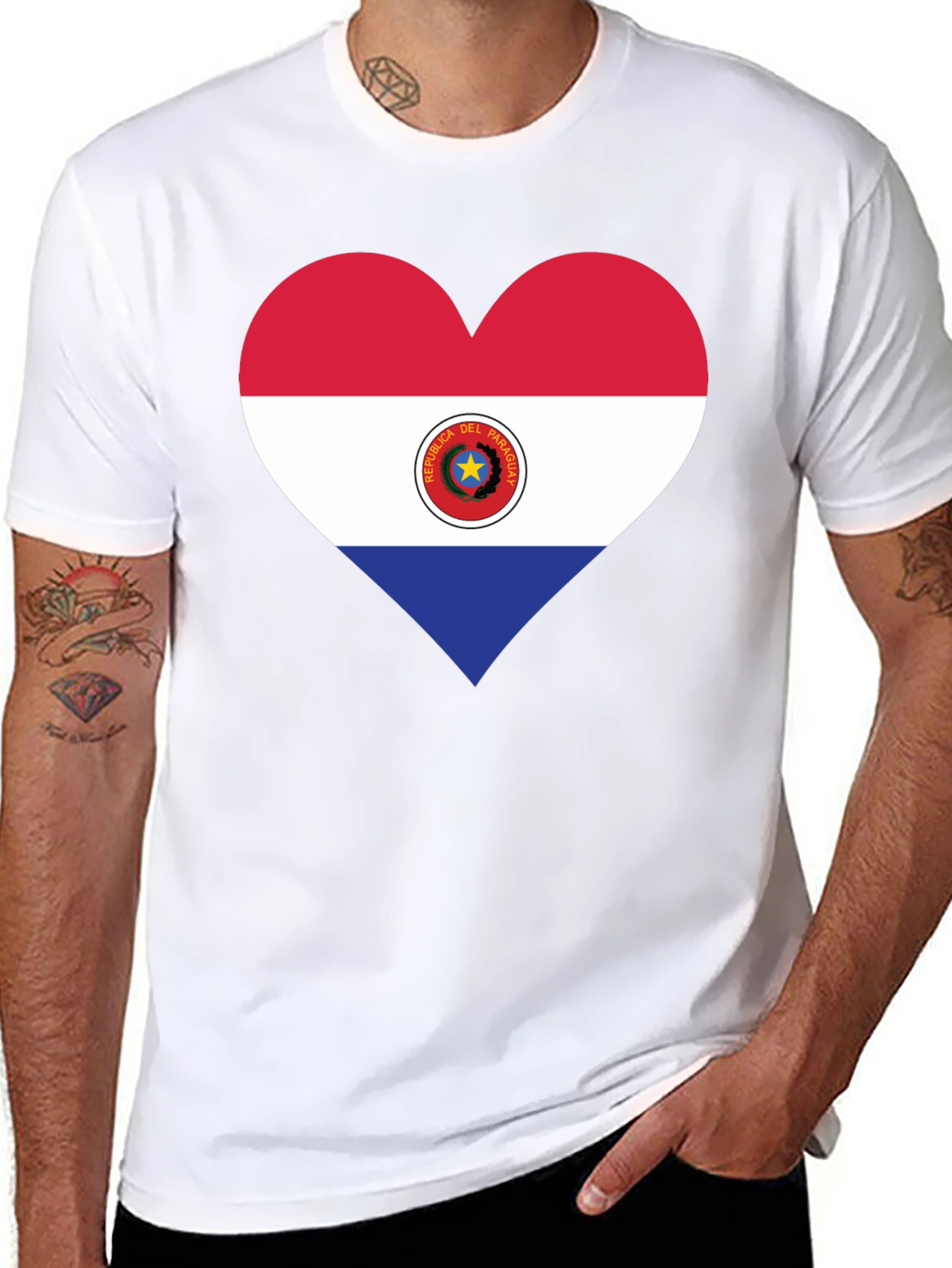Paraguay Flag Heart T-Shirt - Black