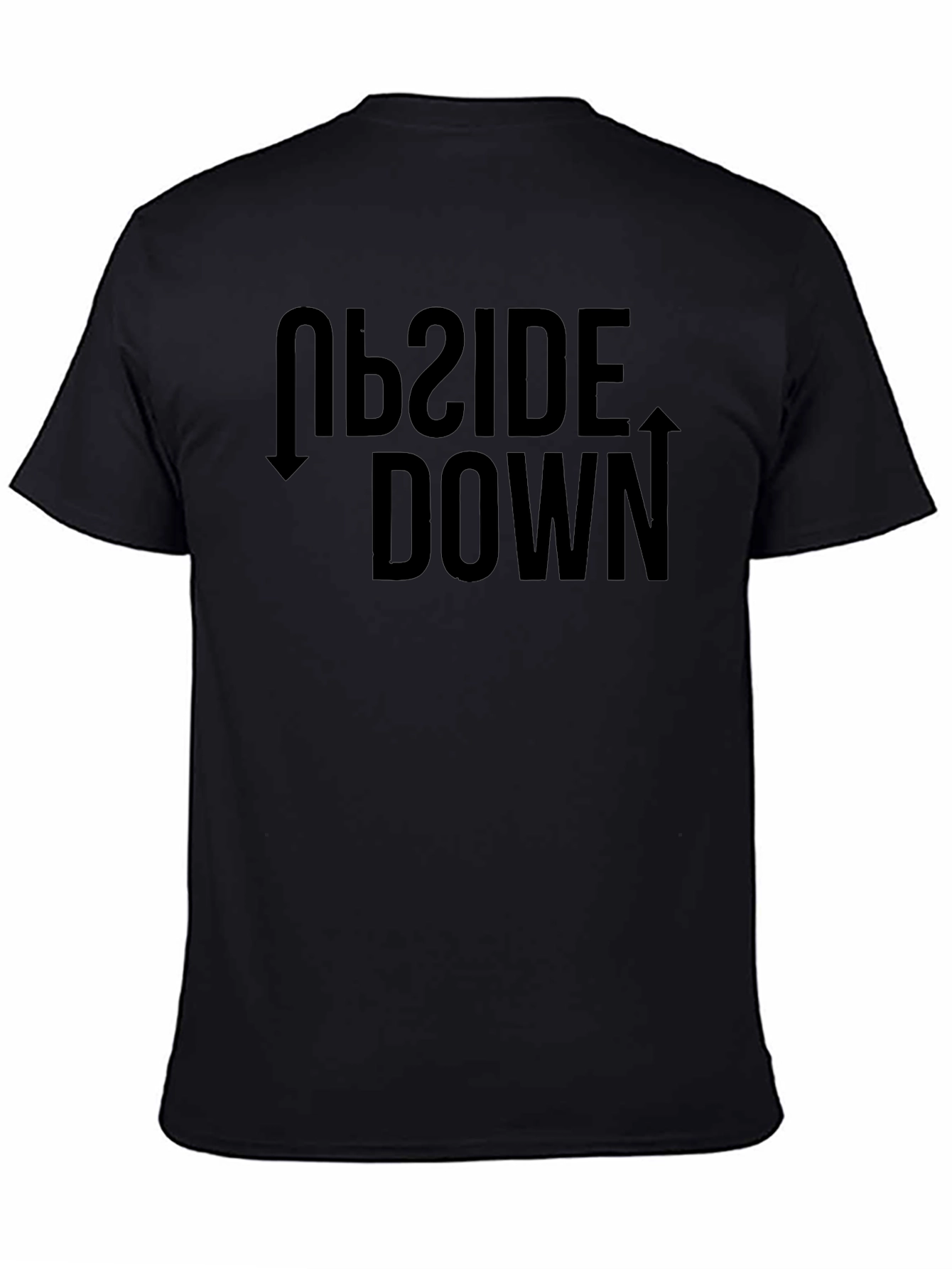 Upside Down Graphic Tee - Black Cotton T-Shirt