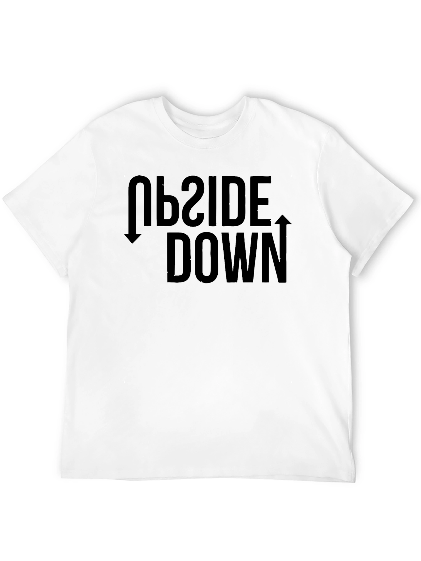 Upside Down Graphic Tee - Black Cotton T-Shirt