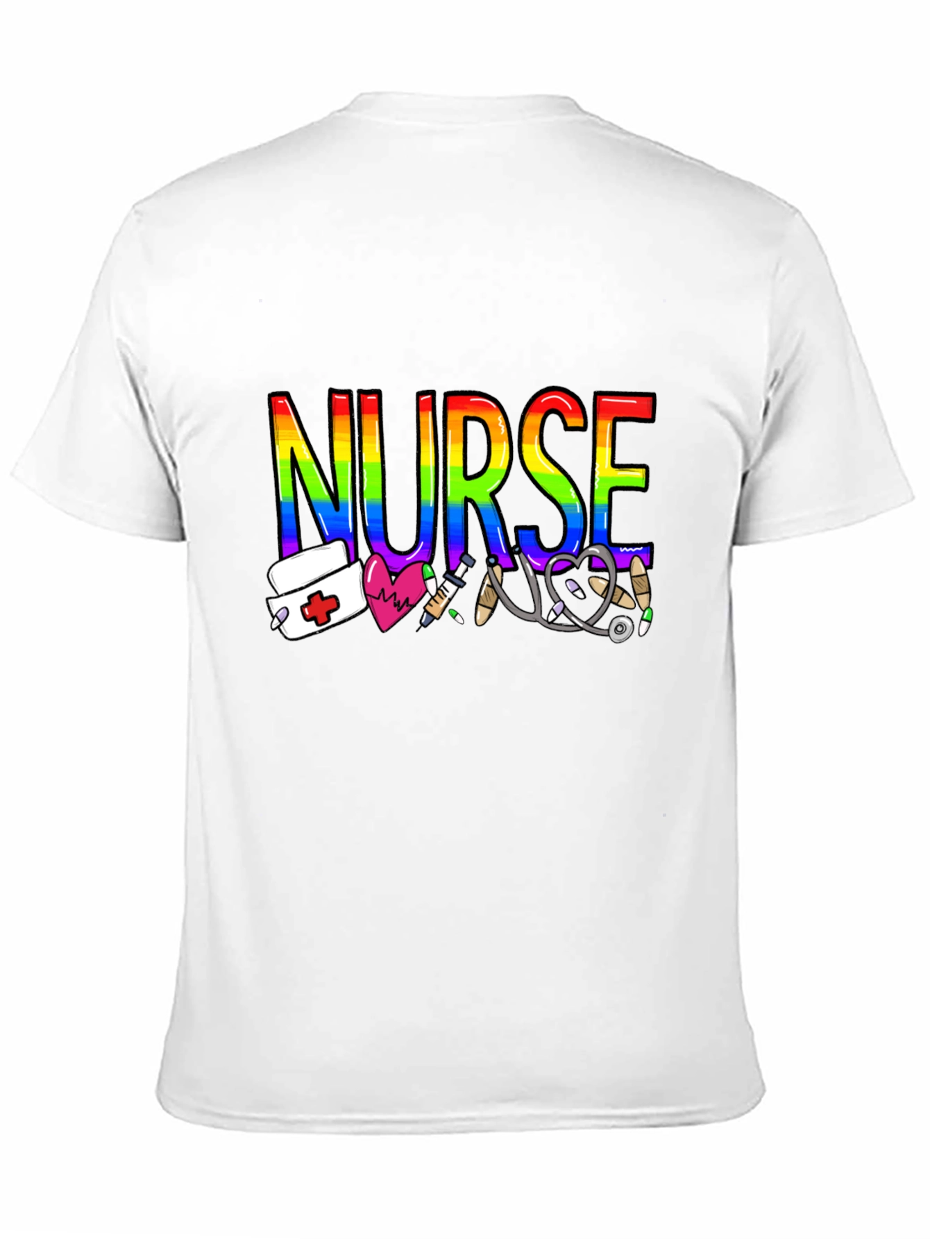Rainbow Nurse Graphic T-Shirt - Medical Pride Tee