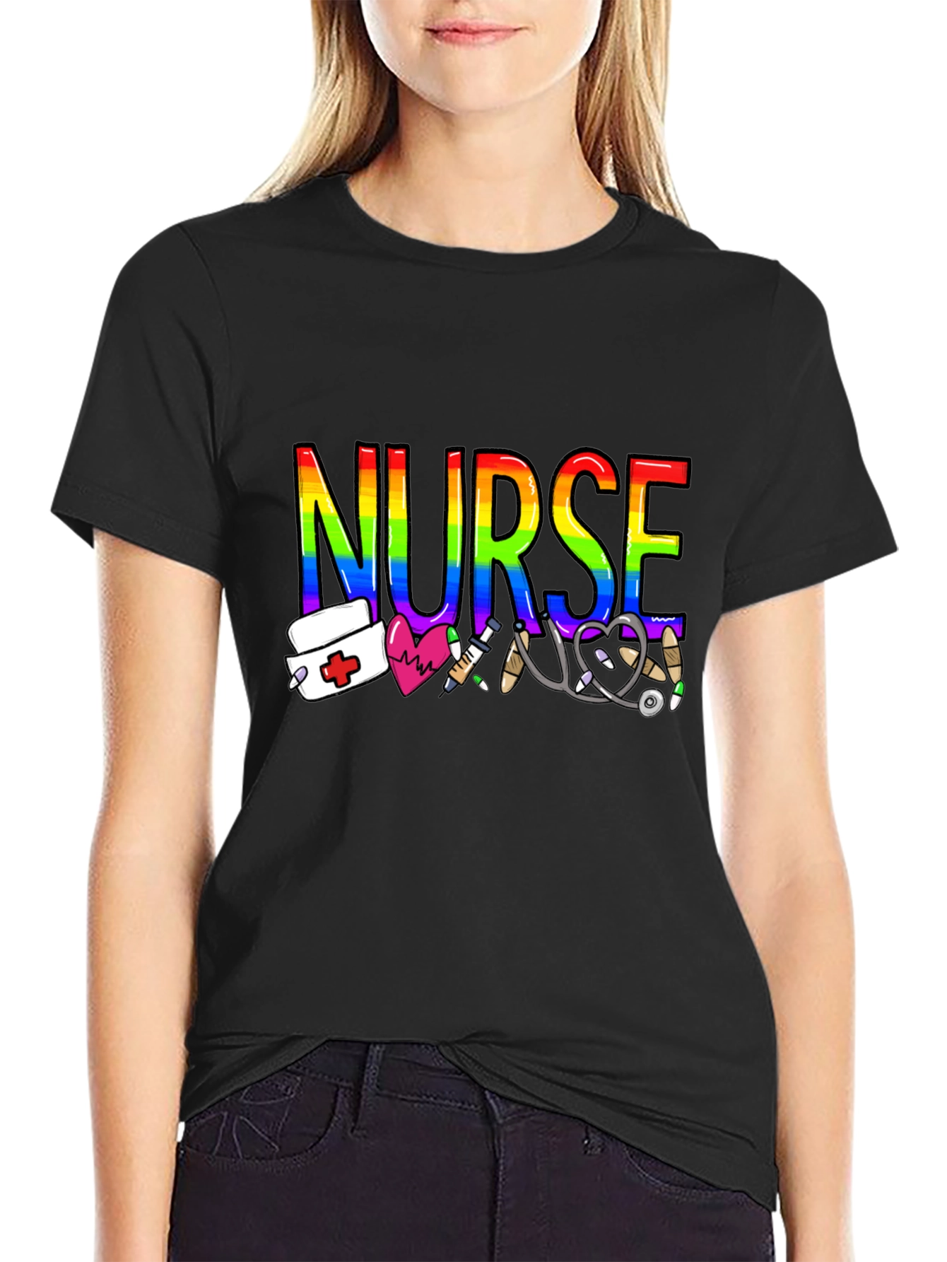 Rainbow Nurse Graphic T-Shirt - Medical Pride Tee