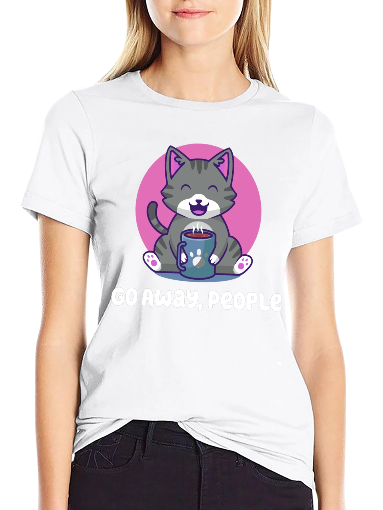 Go Away People Cat Graphic Tee