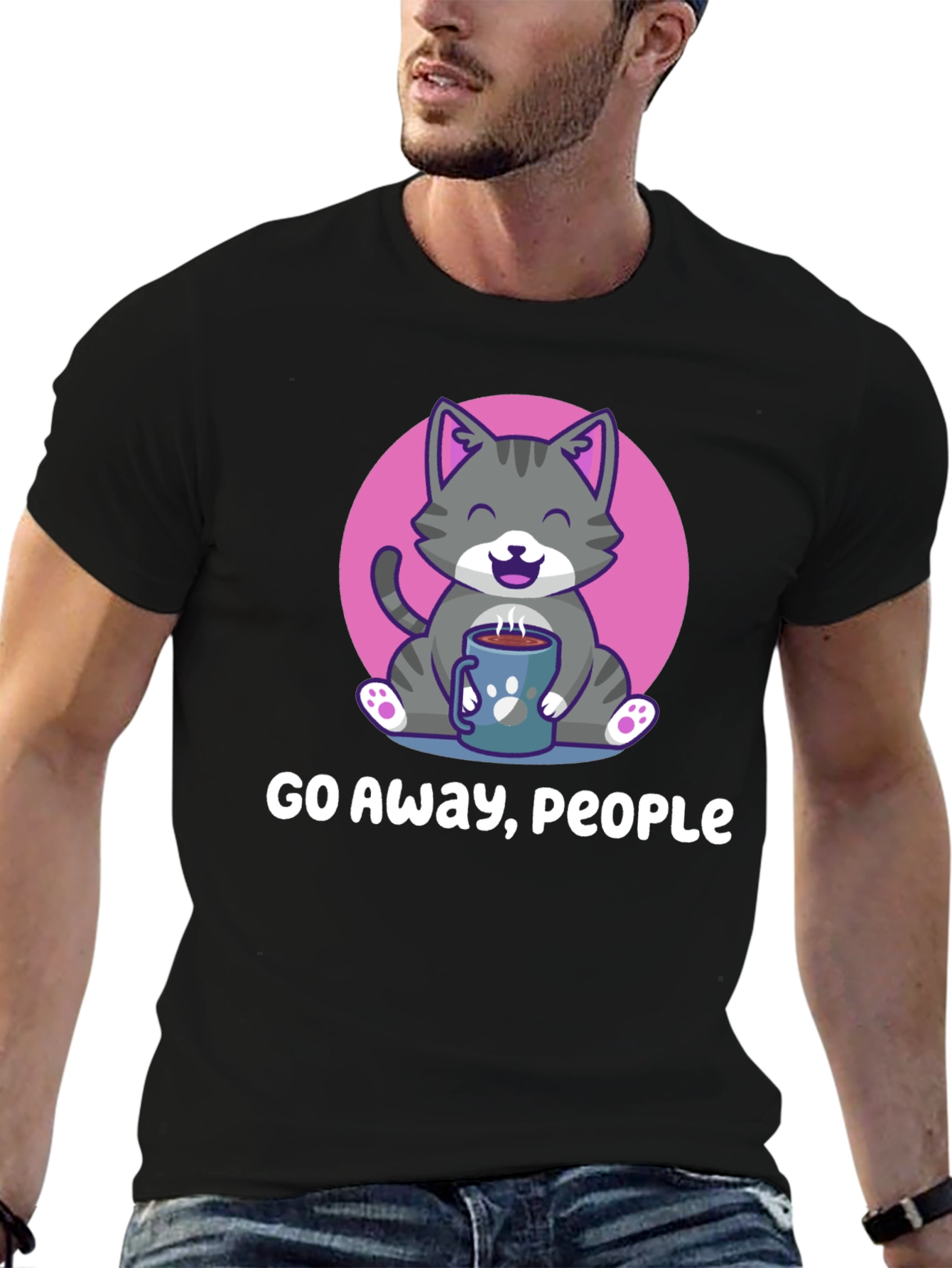 Go Away People Cat Graphic Tee