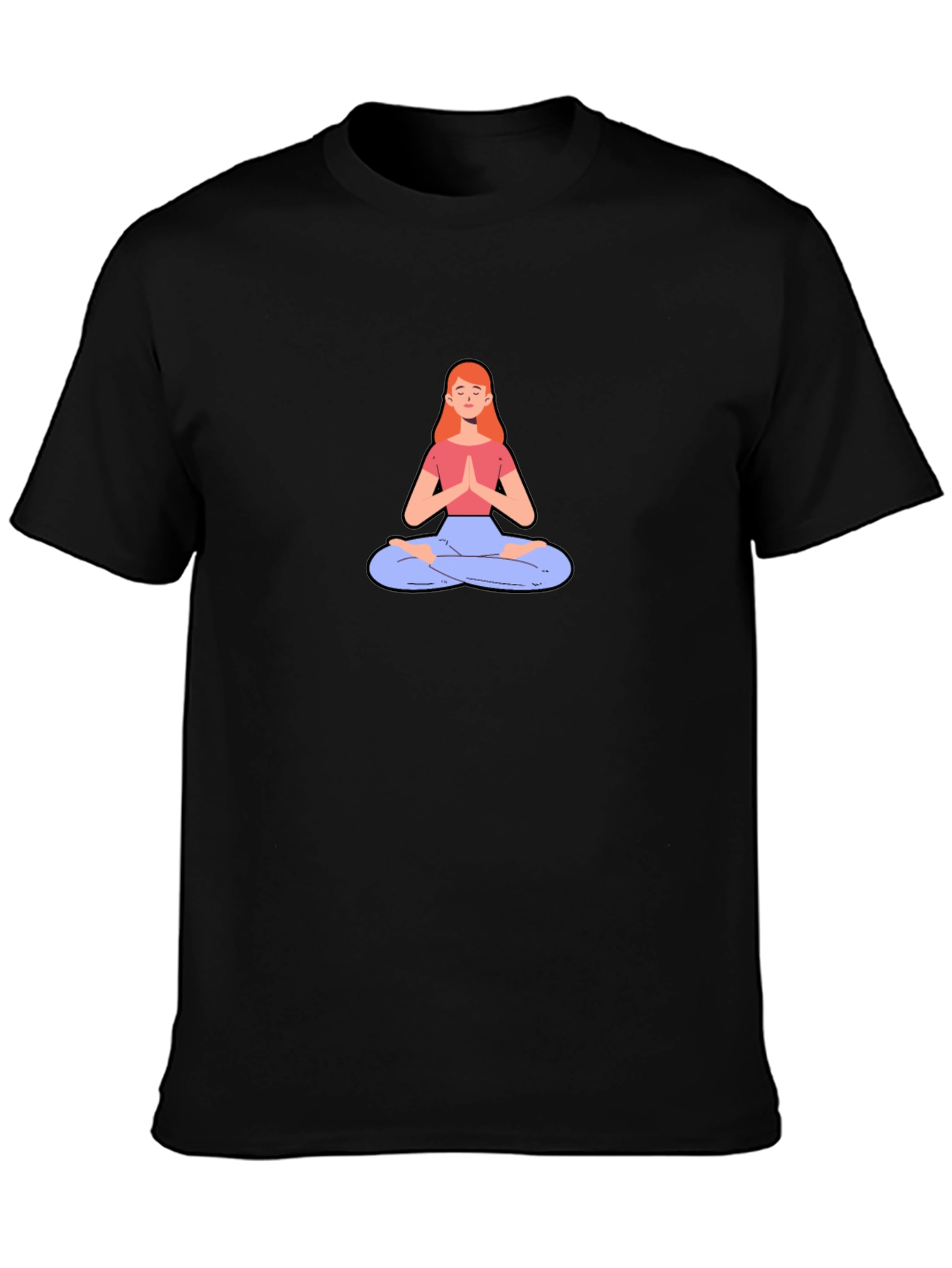 Yoga Meditation Graphic Tee - Black Cotton T-Shirt