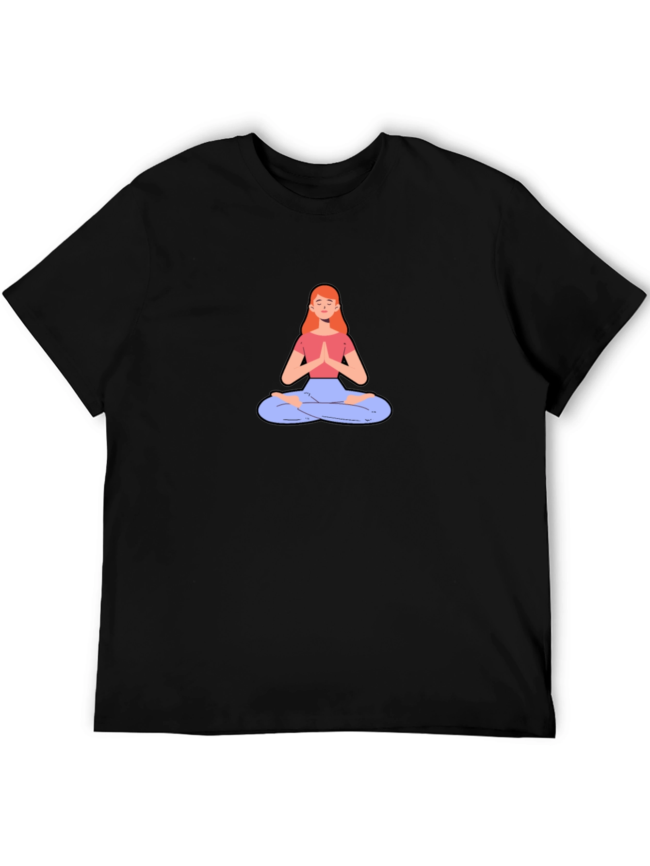 Yoga Meditation Graphic Tee - Black Cotton T-Shirt