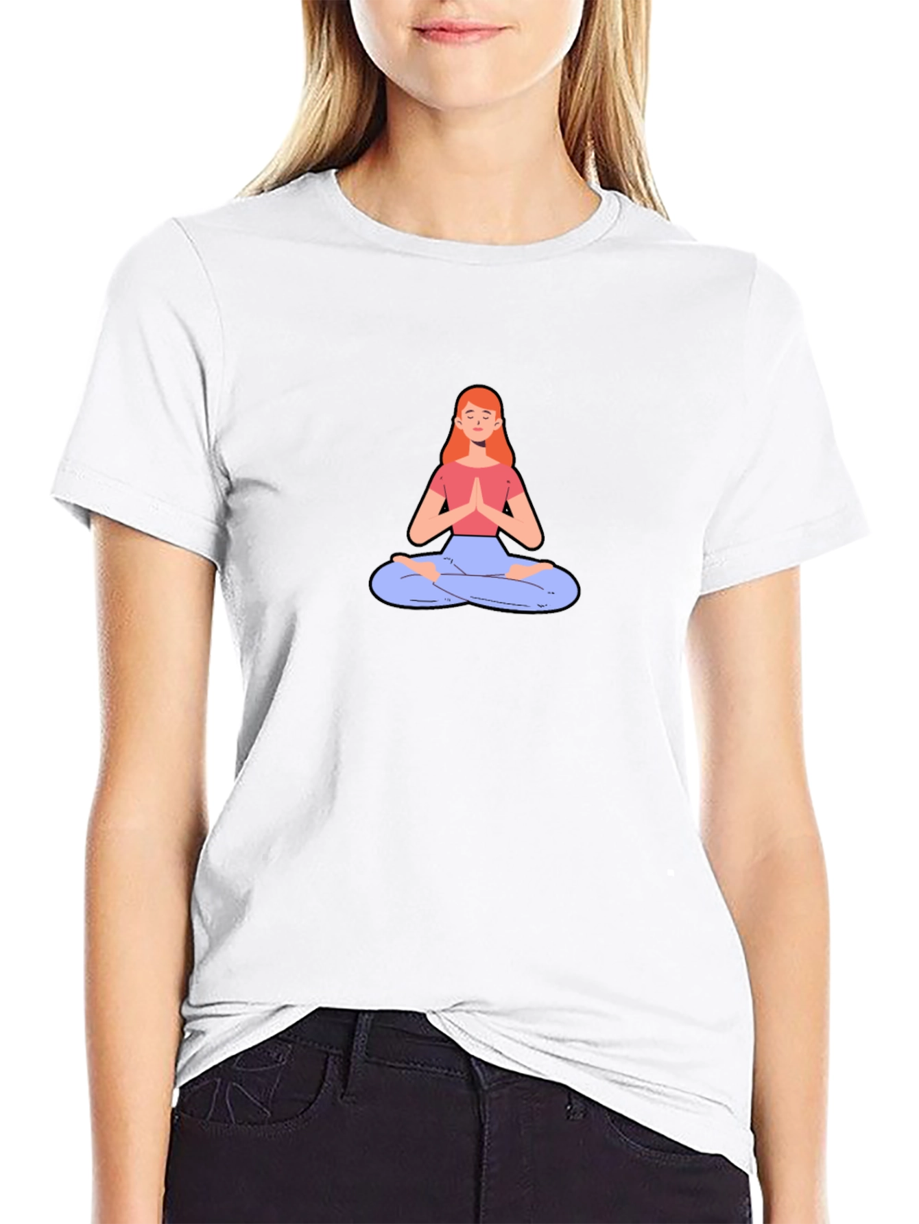 Yoga Meditation Graphic Tee - Black Cotton T-Shirt