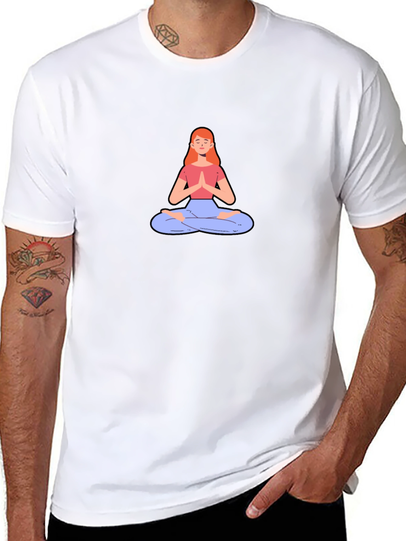 Yoga Meditation Graphic Tee - Black Cotton T-Shirt