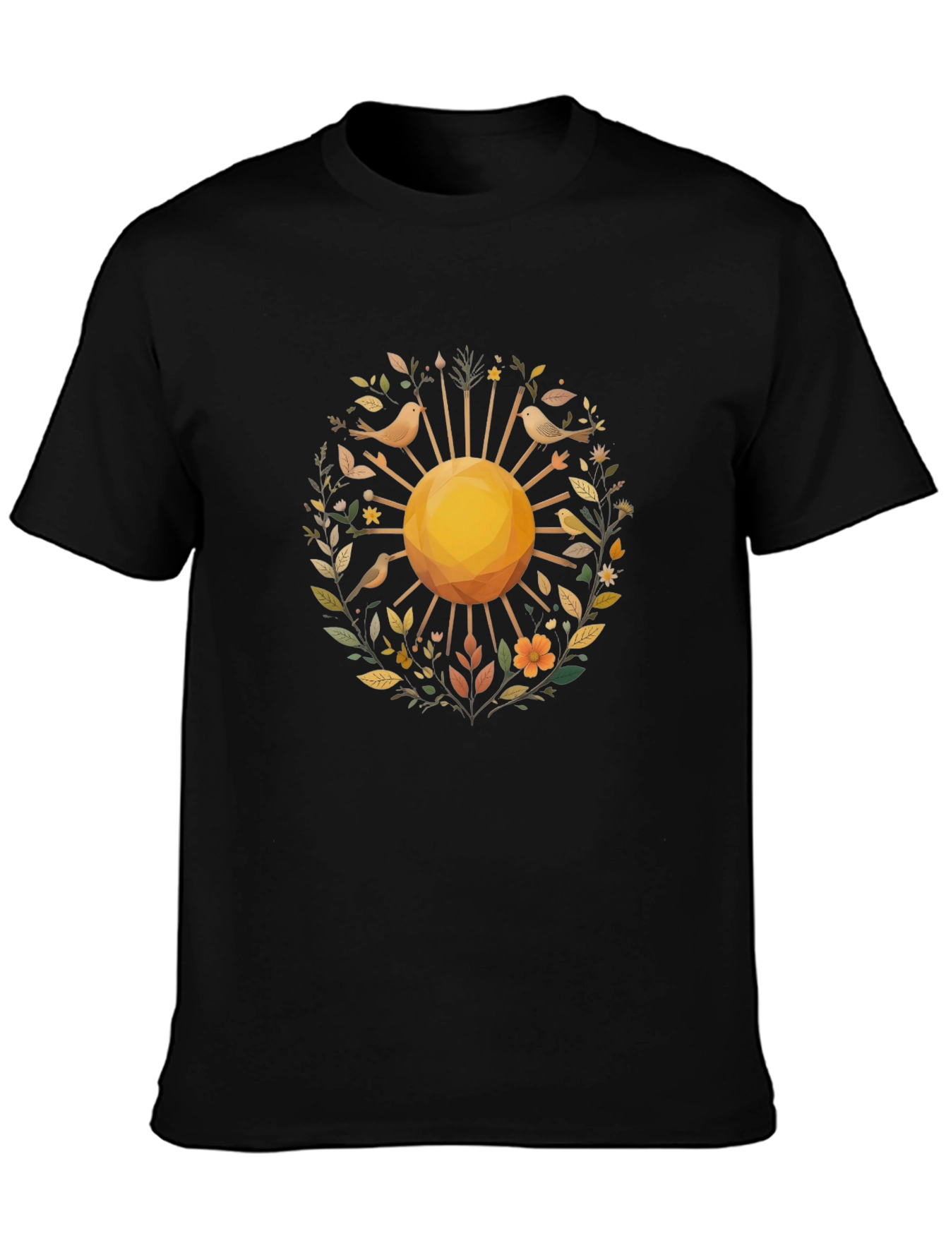 Nature Sun Graphic Black T-Shirt