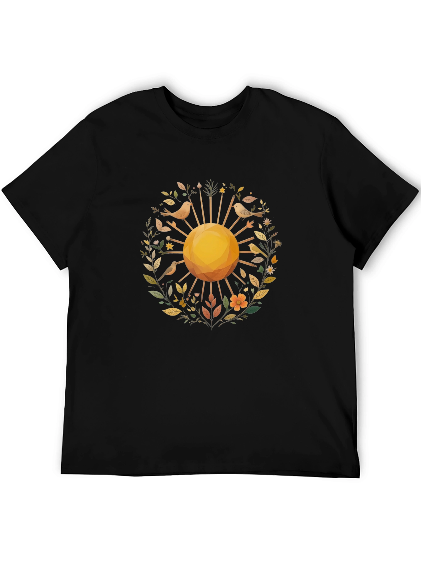 Nature Sun Graphic Black T-Shirt