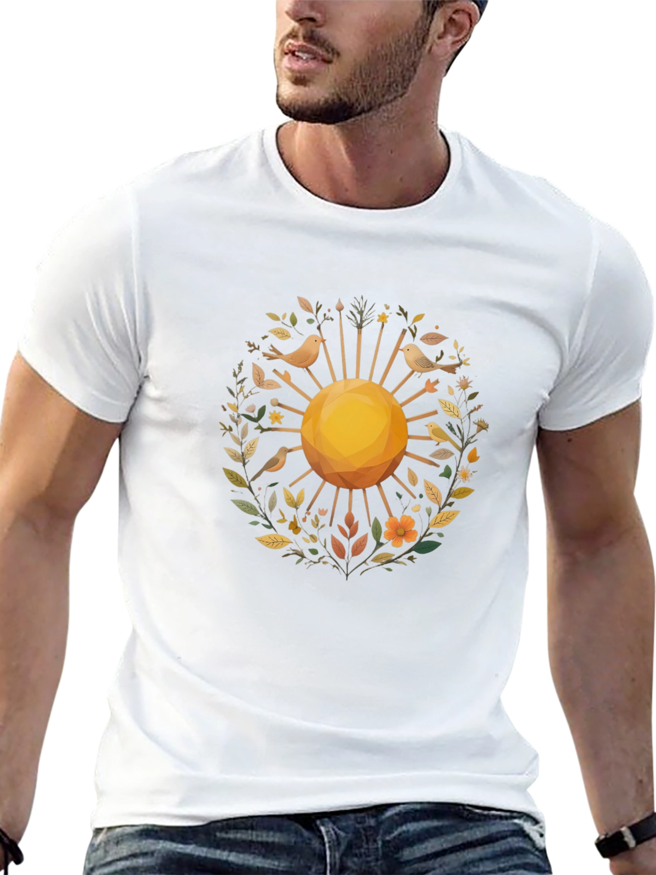Nature Sun Graphic Black T-Shirt