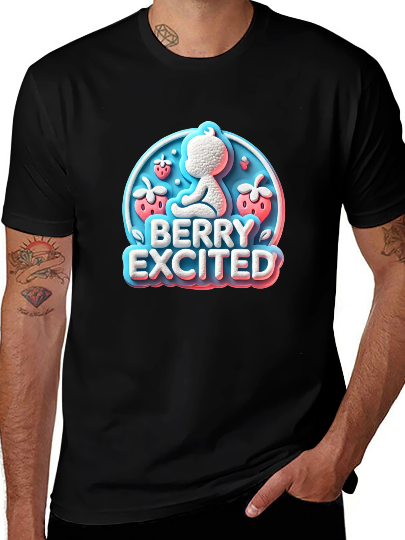 Berry Excited Baby Graphic Tee - Cute Unisex Shirt