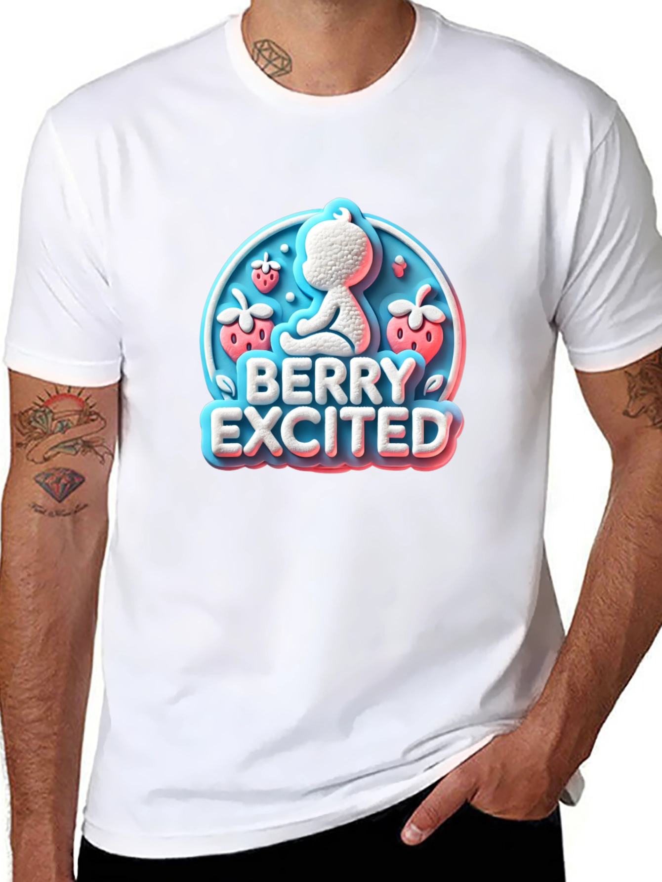 Berry Excited Baby Graphic Tee - Cute Unisex Shirt