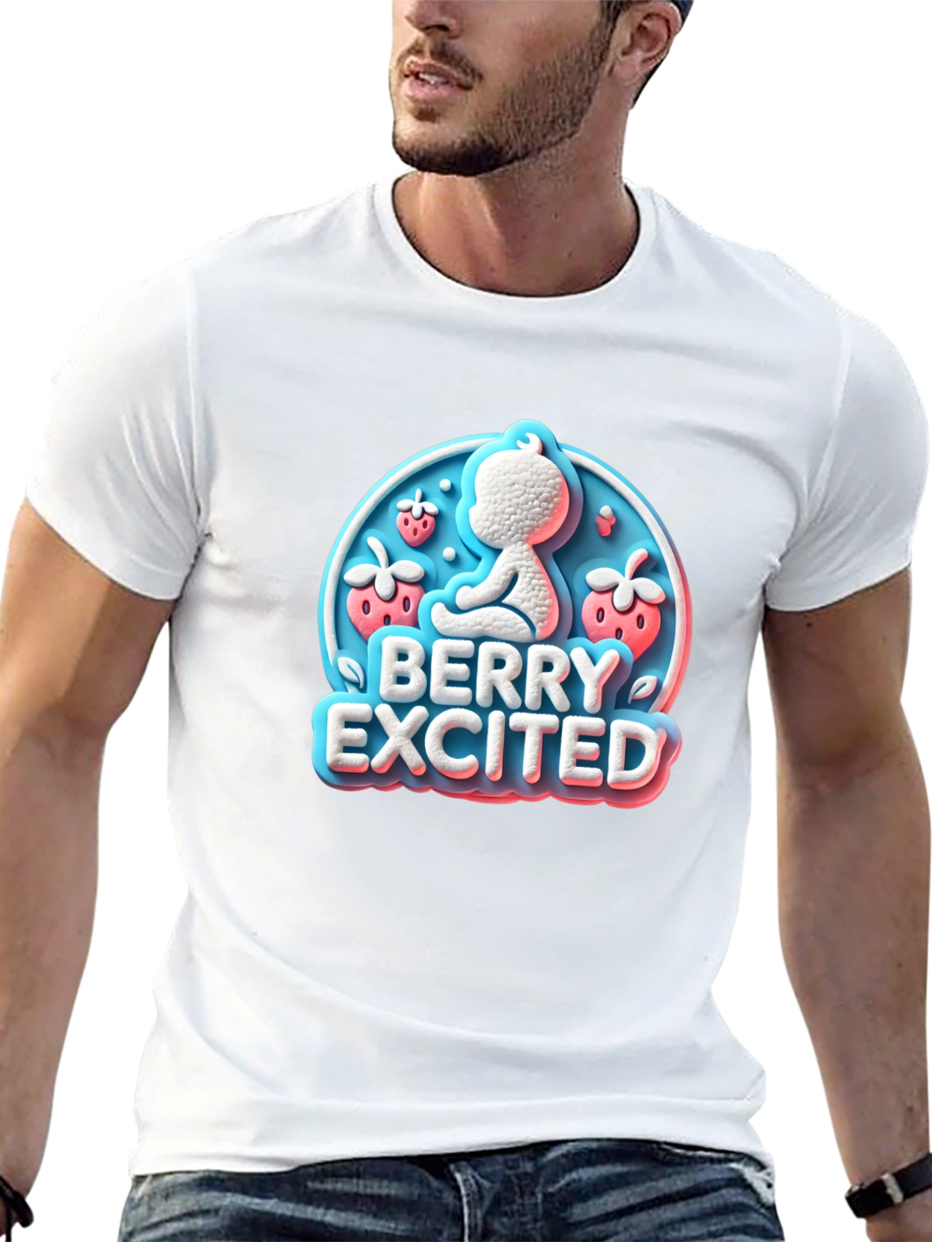 Berry Excited Baby Graphic Tee - Cute Unisex Shirt