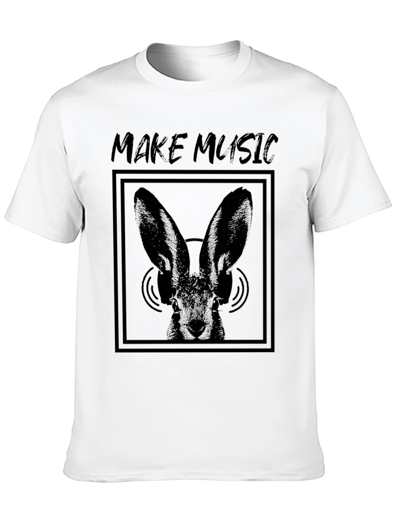 Make Music Bunny Graphic Tee - Black