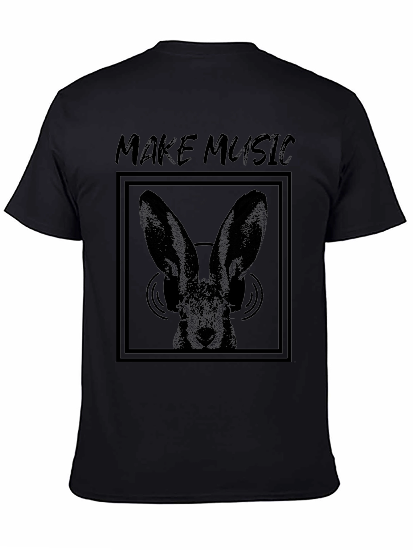 Make Music Bunny Graphic Tee - Black