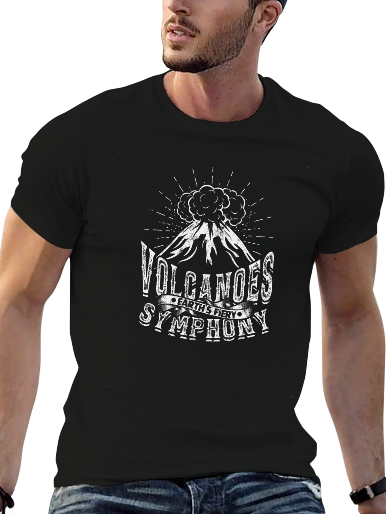 Volcanoes Earths Fiery Symphony Black T-Shirt