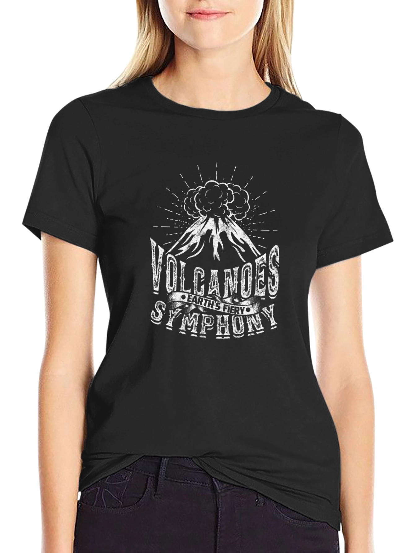 Volcanoes Earths Fiery Symphony Black T-Shirt