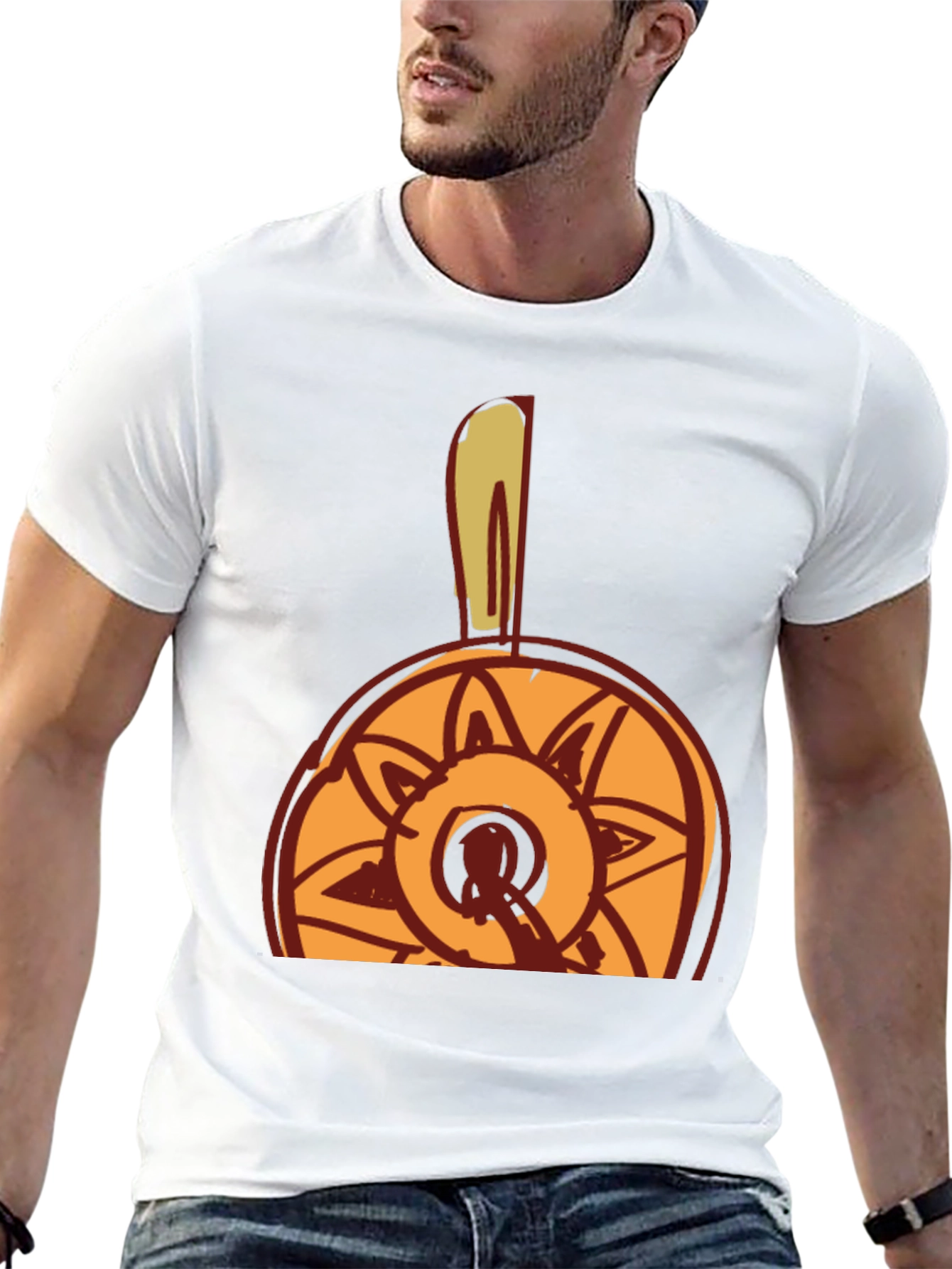 Abstract Sun Design Black T-Shirt