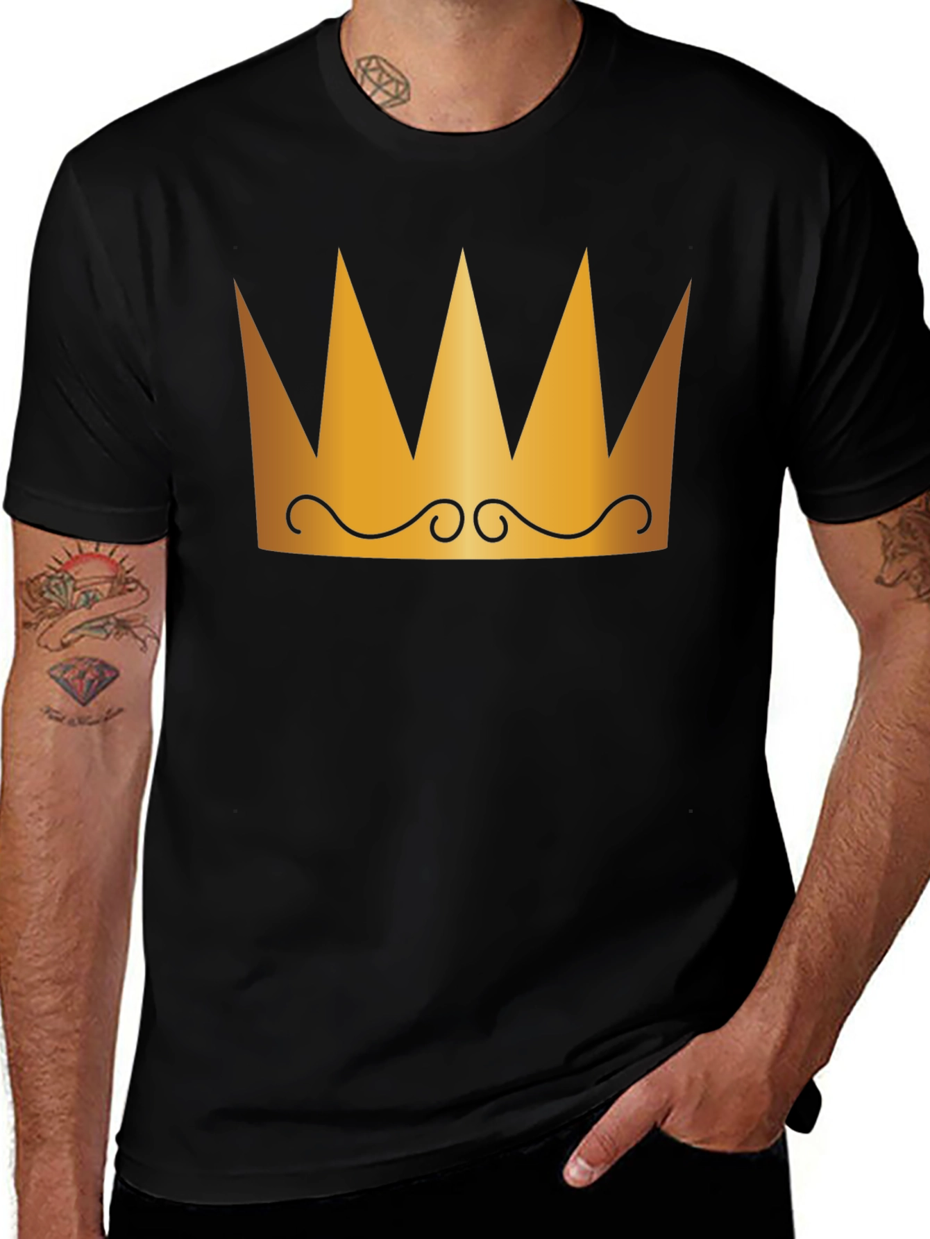 Crown Graphic Tee - Black Cotton T-Shirt