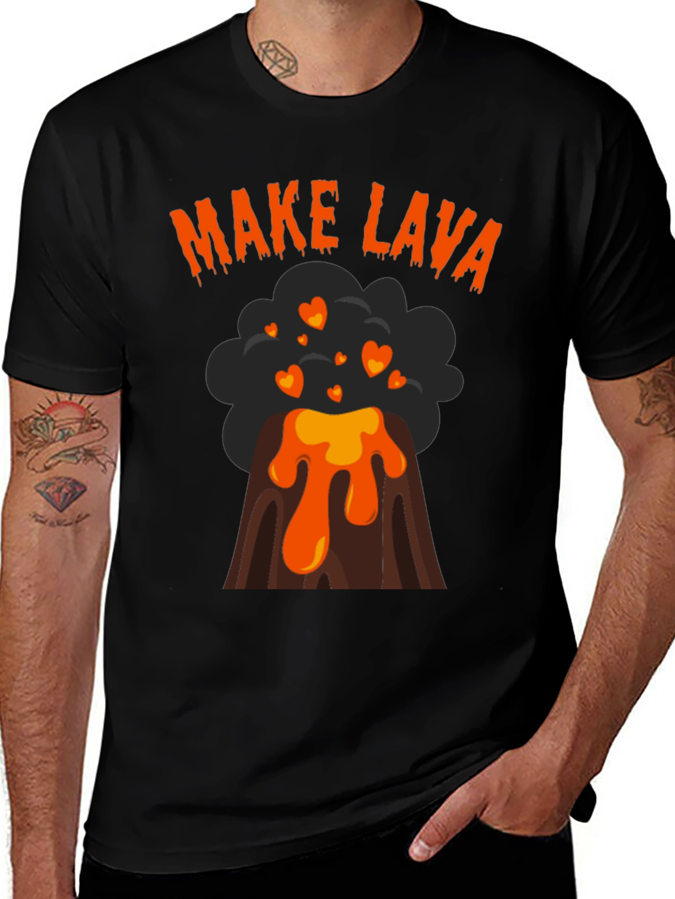 Make Lava Volcano Heart Graphic T-Shirt
