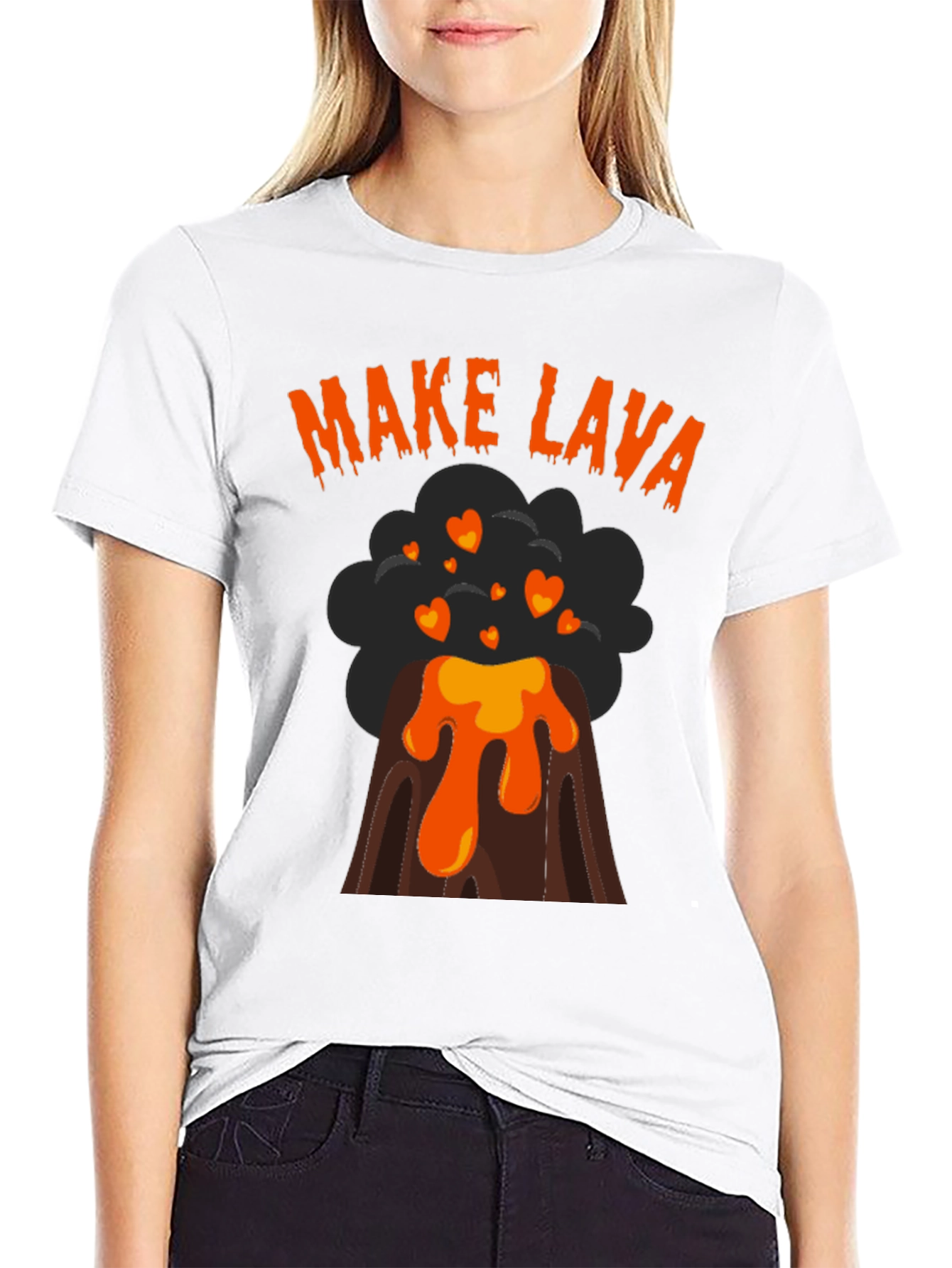 Make Lava Volcano Heart Graphic T-Shirt