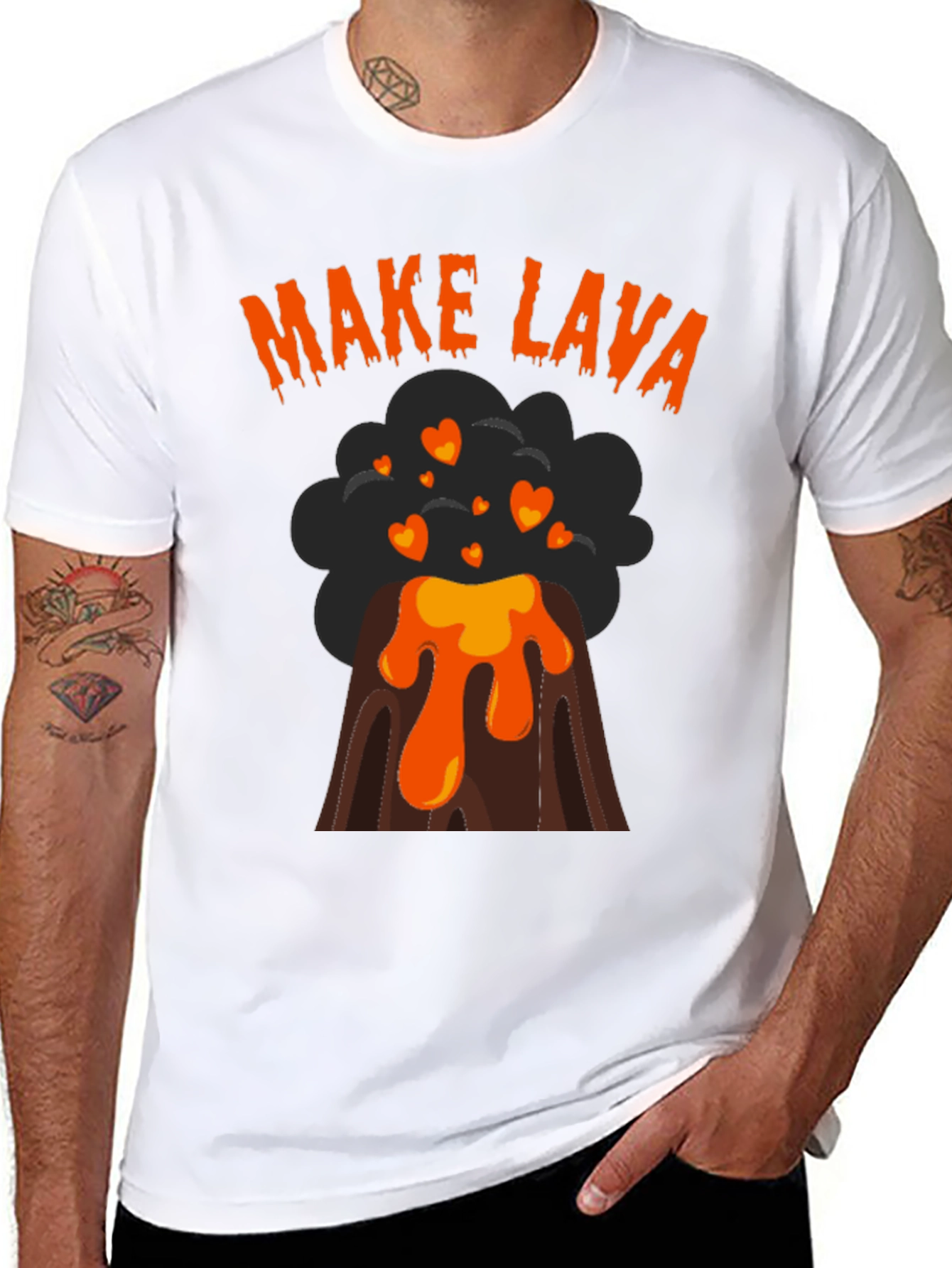 Make Lava Volcano Heart Graphic T-Shirt