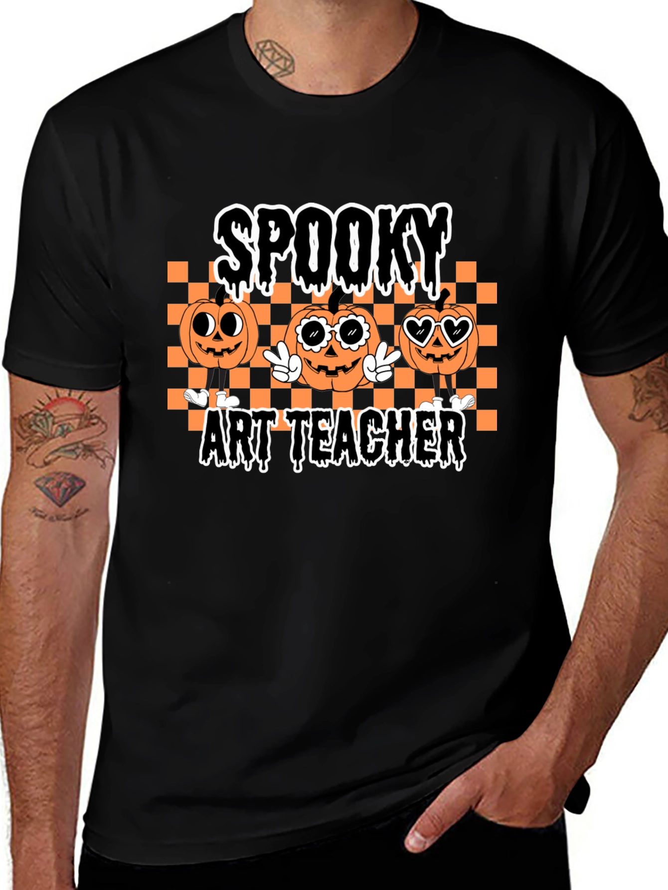 Spooky Art Teacher T-Shirt Halloween Pumpkin Graphic