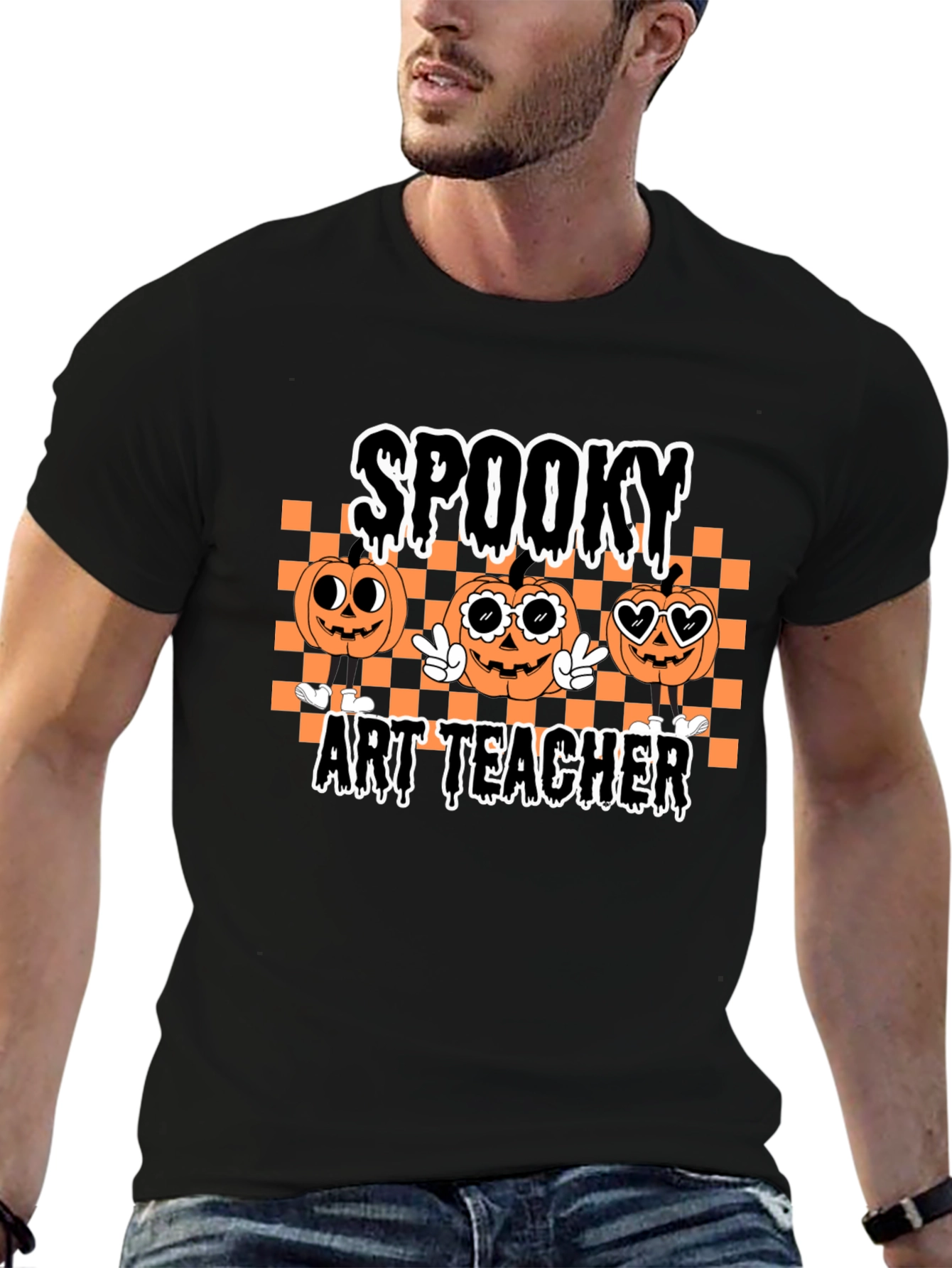 Spooky Art Teacher T-Shirt Halloween Pumpkin Graphic