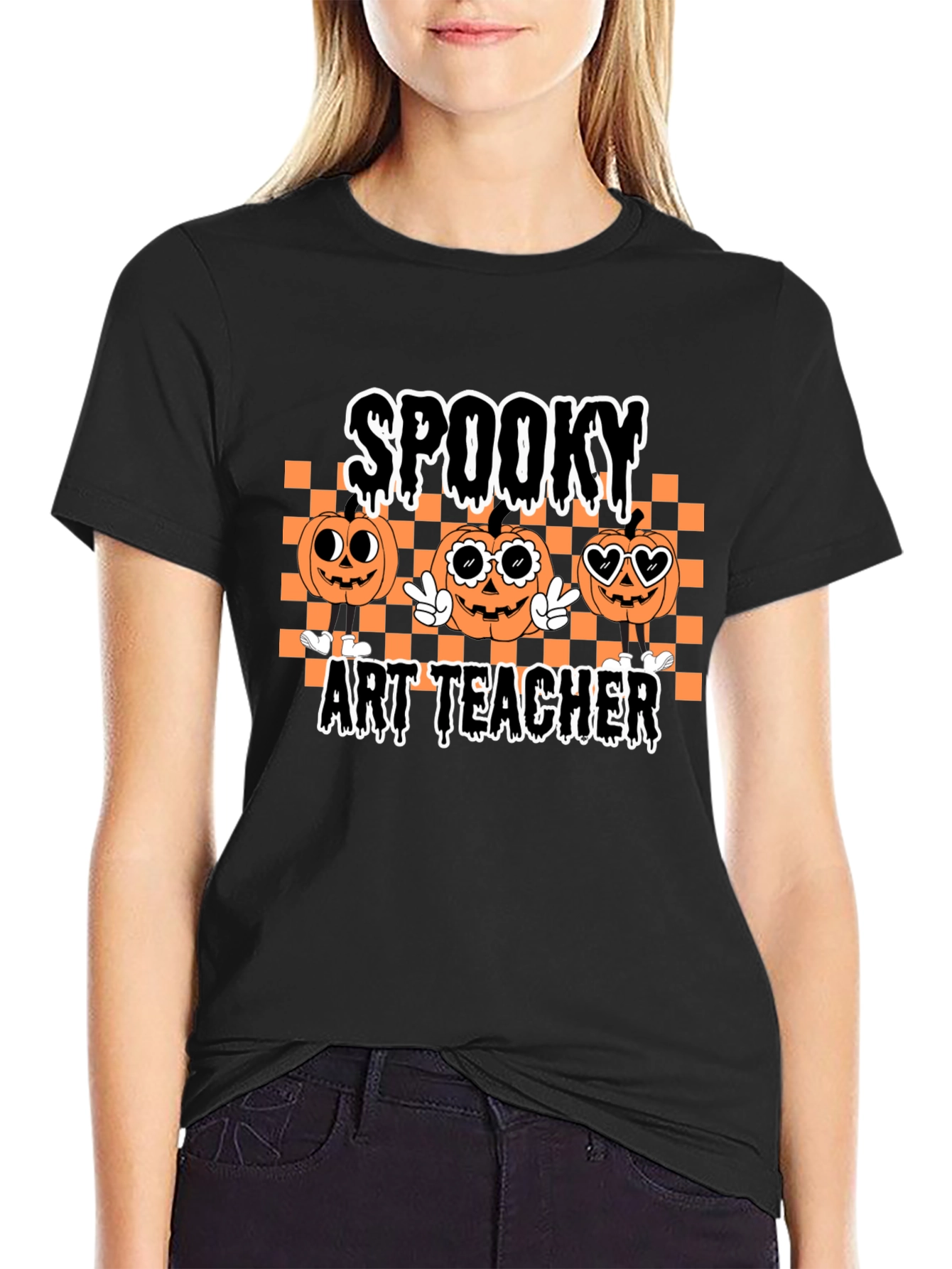 Spooky Art Teacher T-Shirt Halloween Pumpkin Graphic