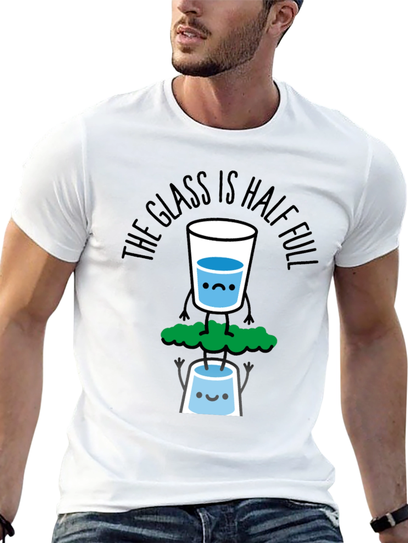 Optimistic Glass Half Full Graphic T-Shirt
