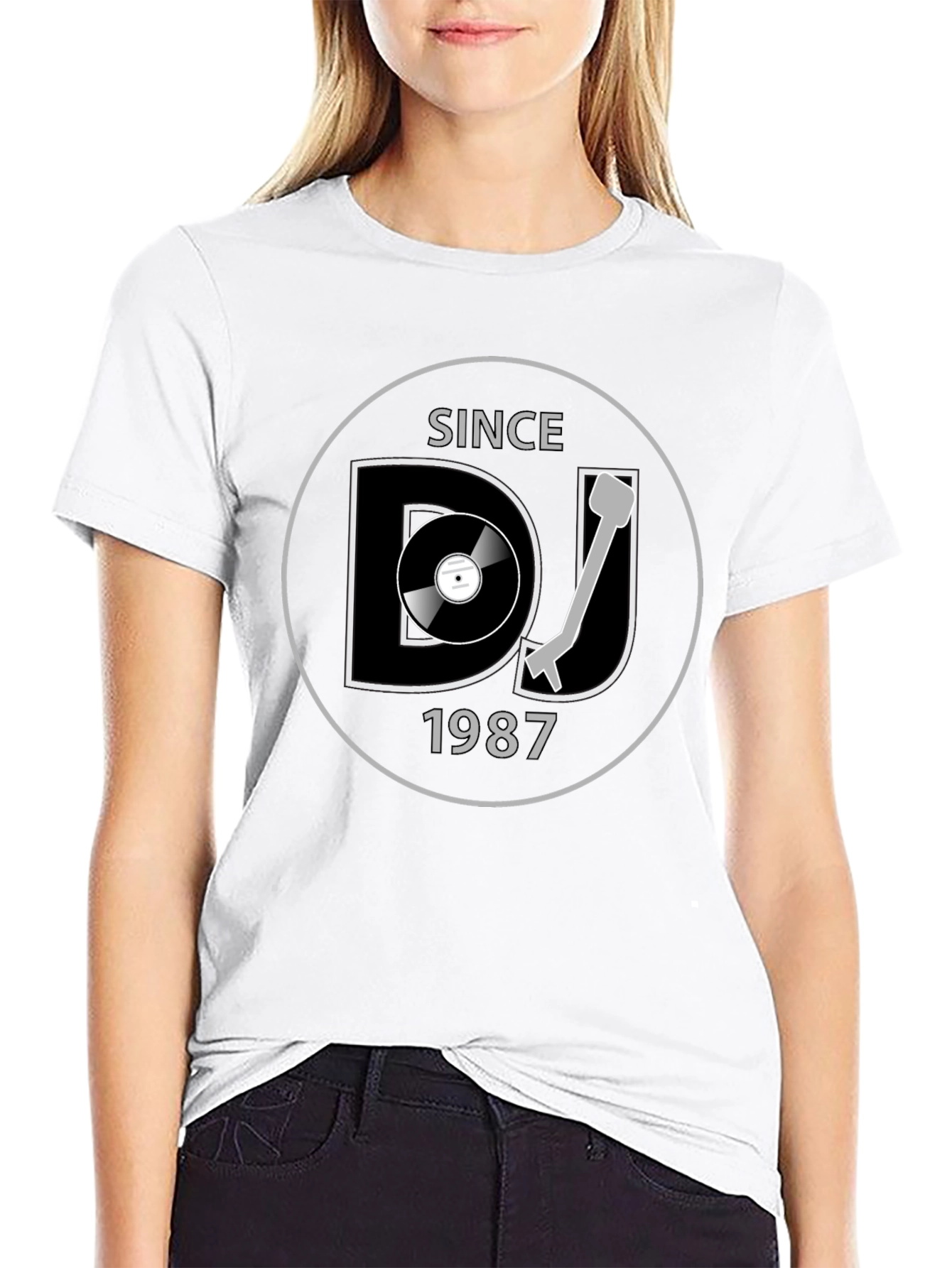 DJ Since 1987 Black T-Shirt Music Lover Gift