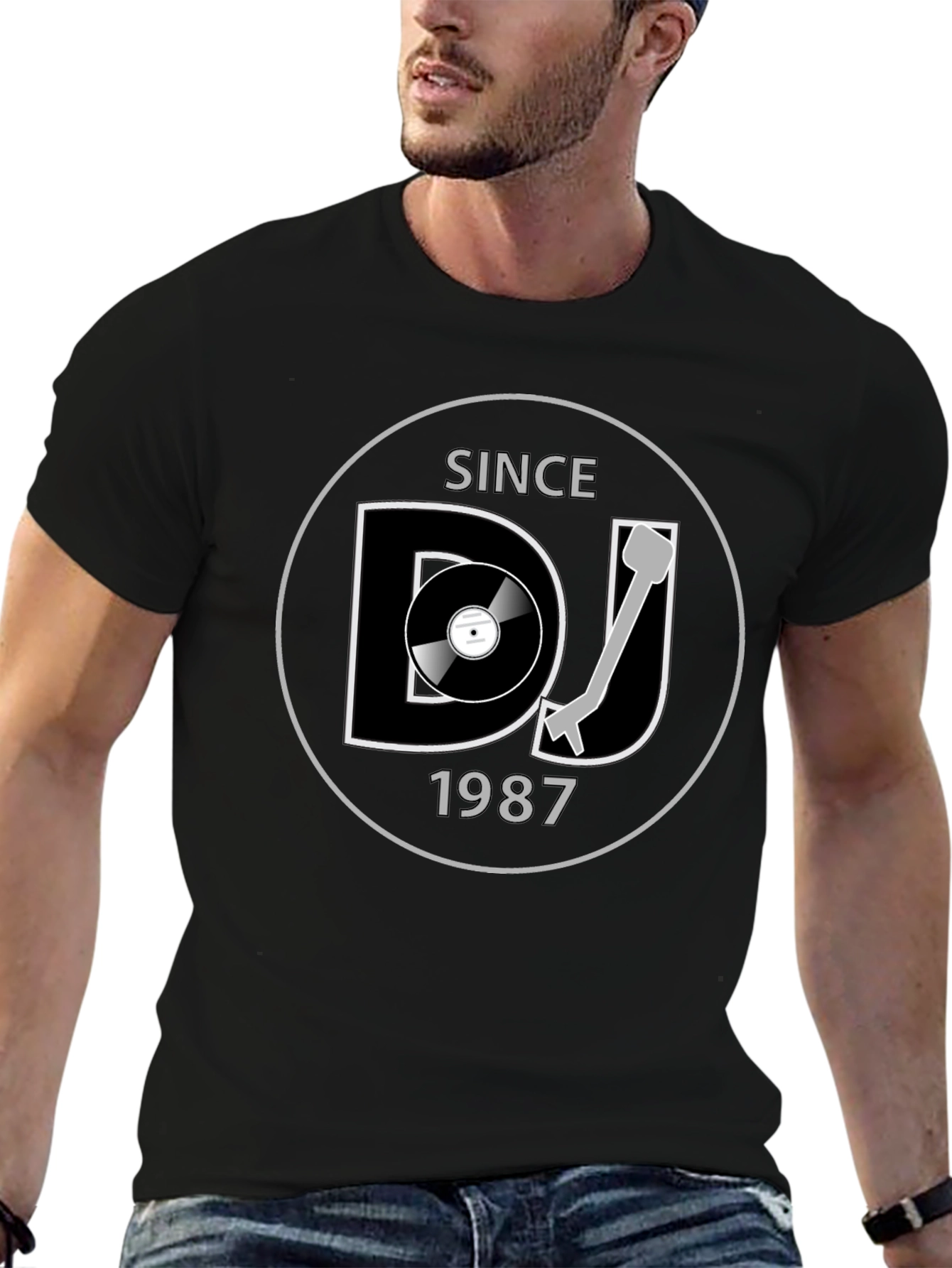 DJ Since 1987 Black T-Shirt Music Lover Gift