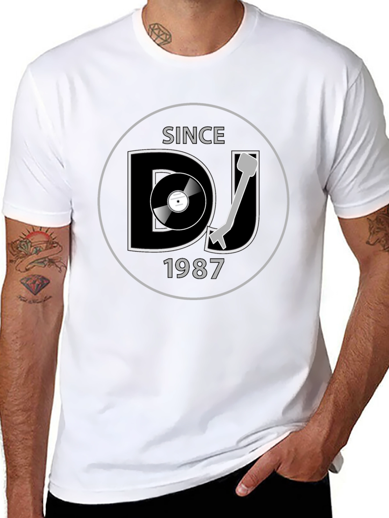 DJ Since 1987 Black T-Shirt Music Lover Gift