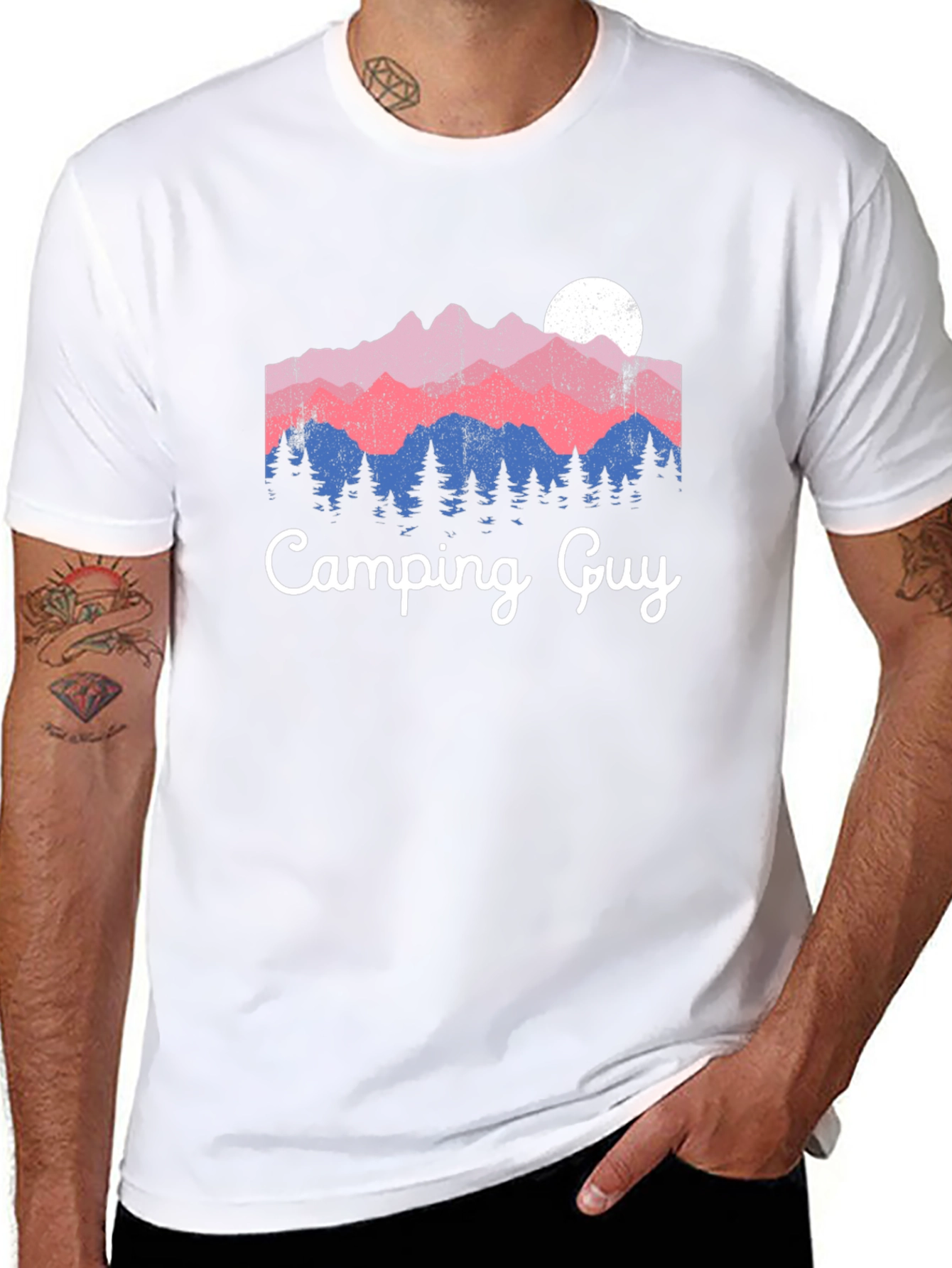 Camping Guy Graphic Tee - Mountain Scene