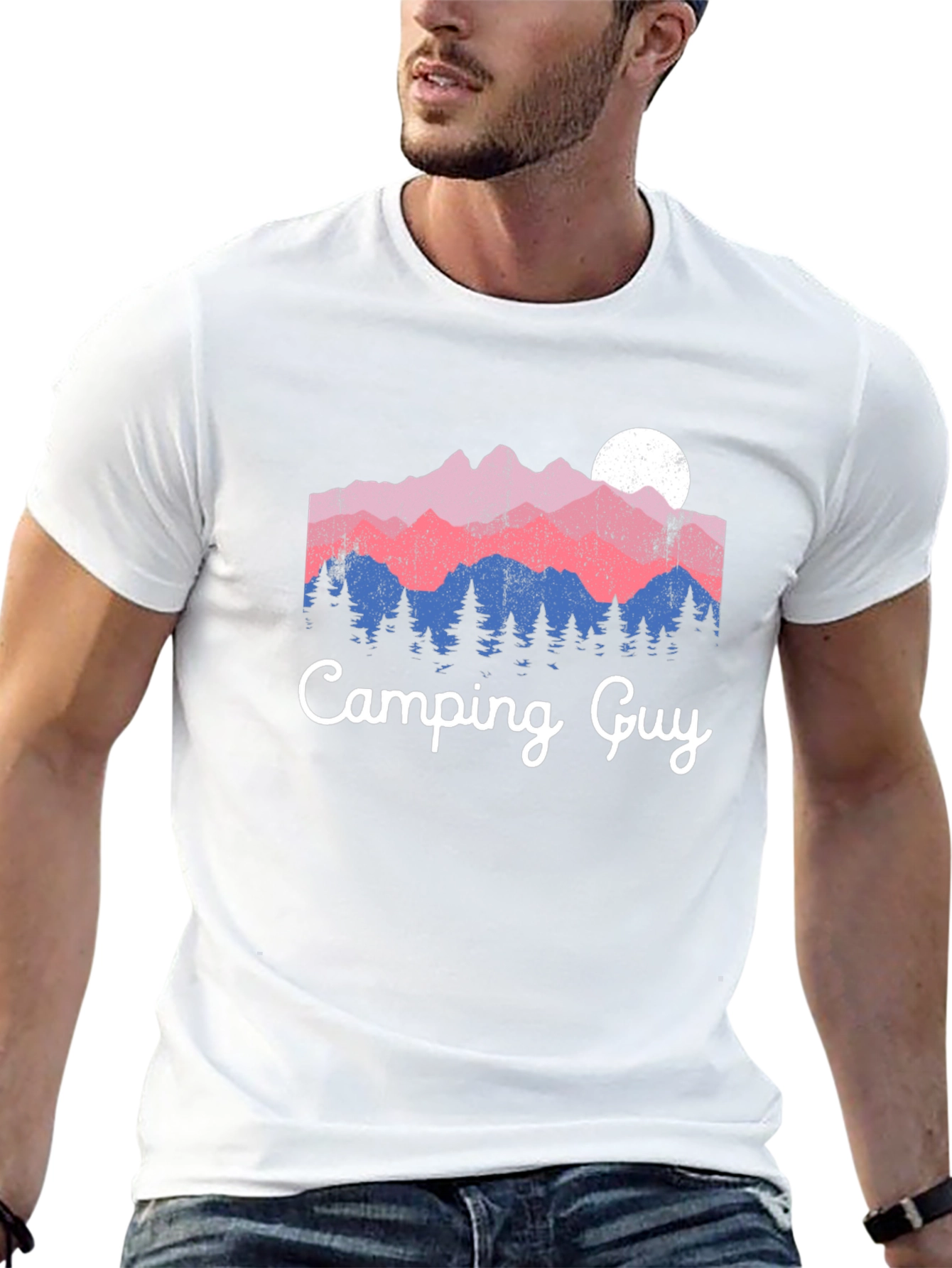 Camping Guy Graphic Tee - Mountain Scene