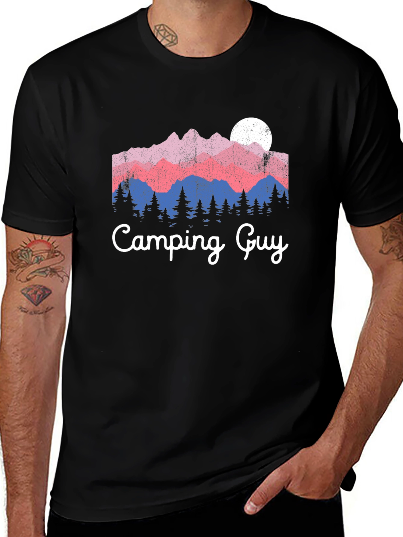 Camping Guy Graphic Tee - Mountain Scene