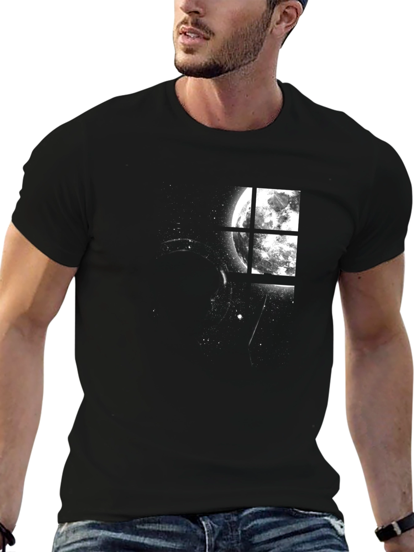 Moonlit Window Tee - Stylish Graphic Print
