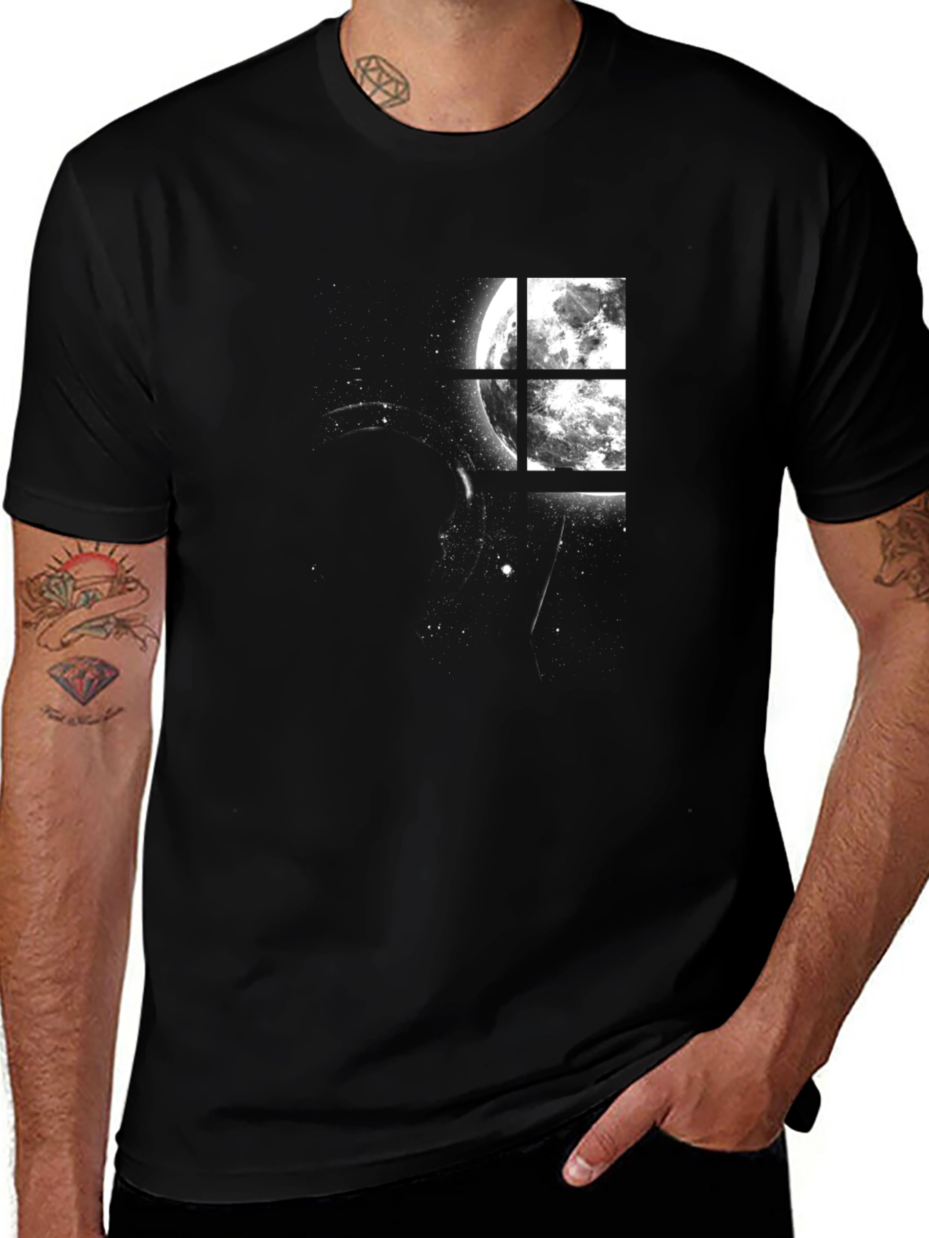 Moonlit Window Tee - Stylish Graphic Print