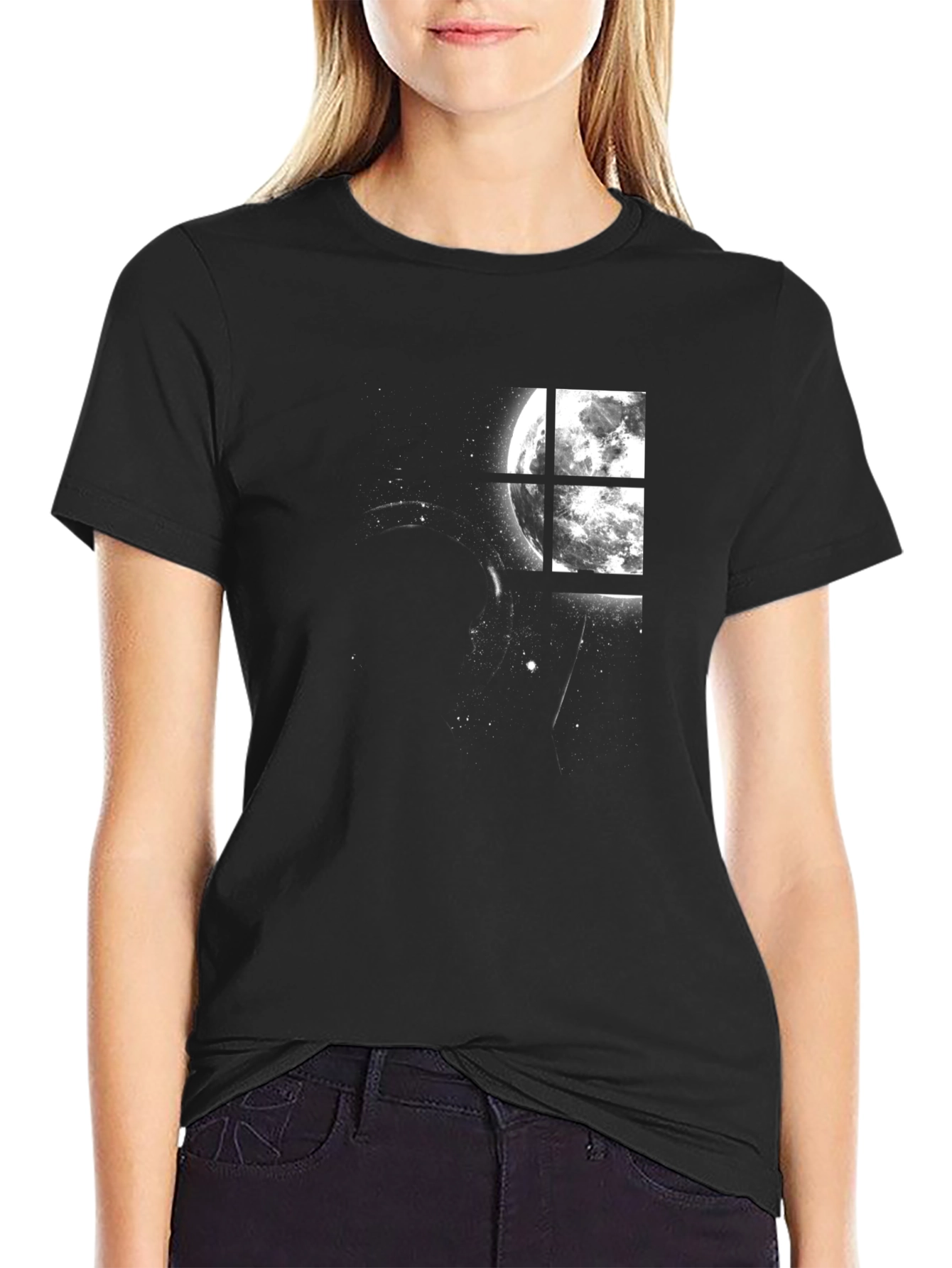 Moonlit Window Tee - Stylish Graphic Print