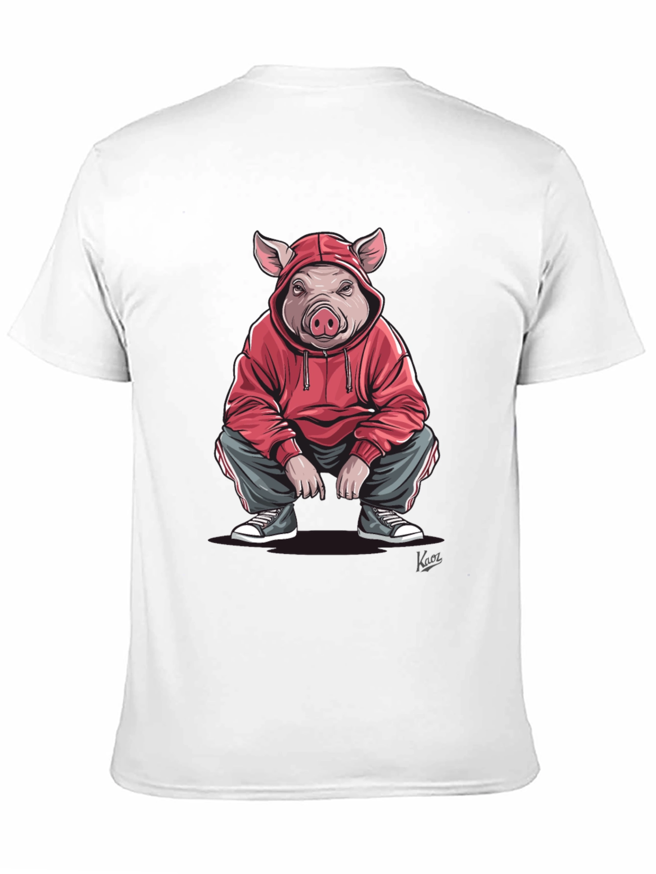 Pig in Hoodie Graphic T-Shirt - Streetwear Style