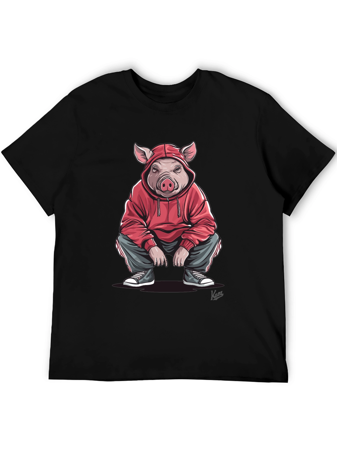 Pig in Hoodie Graphic T-Shirt - Streetwear Style