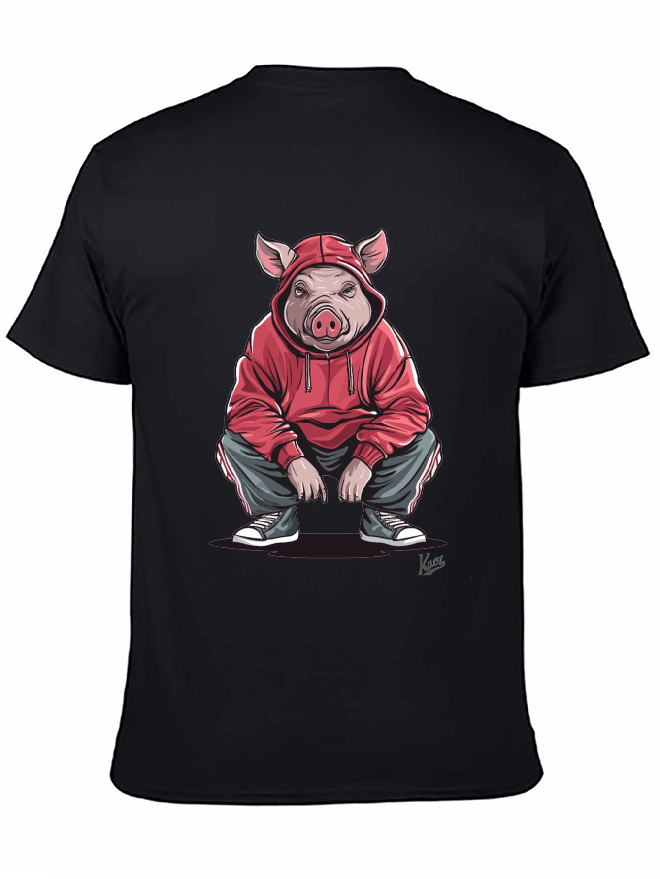 Pig in Hoodie Graphic T-Shirt - Streetwear Style