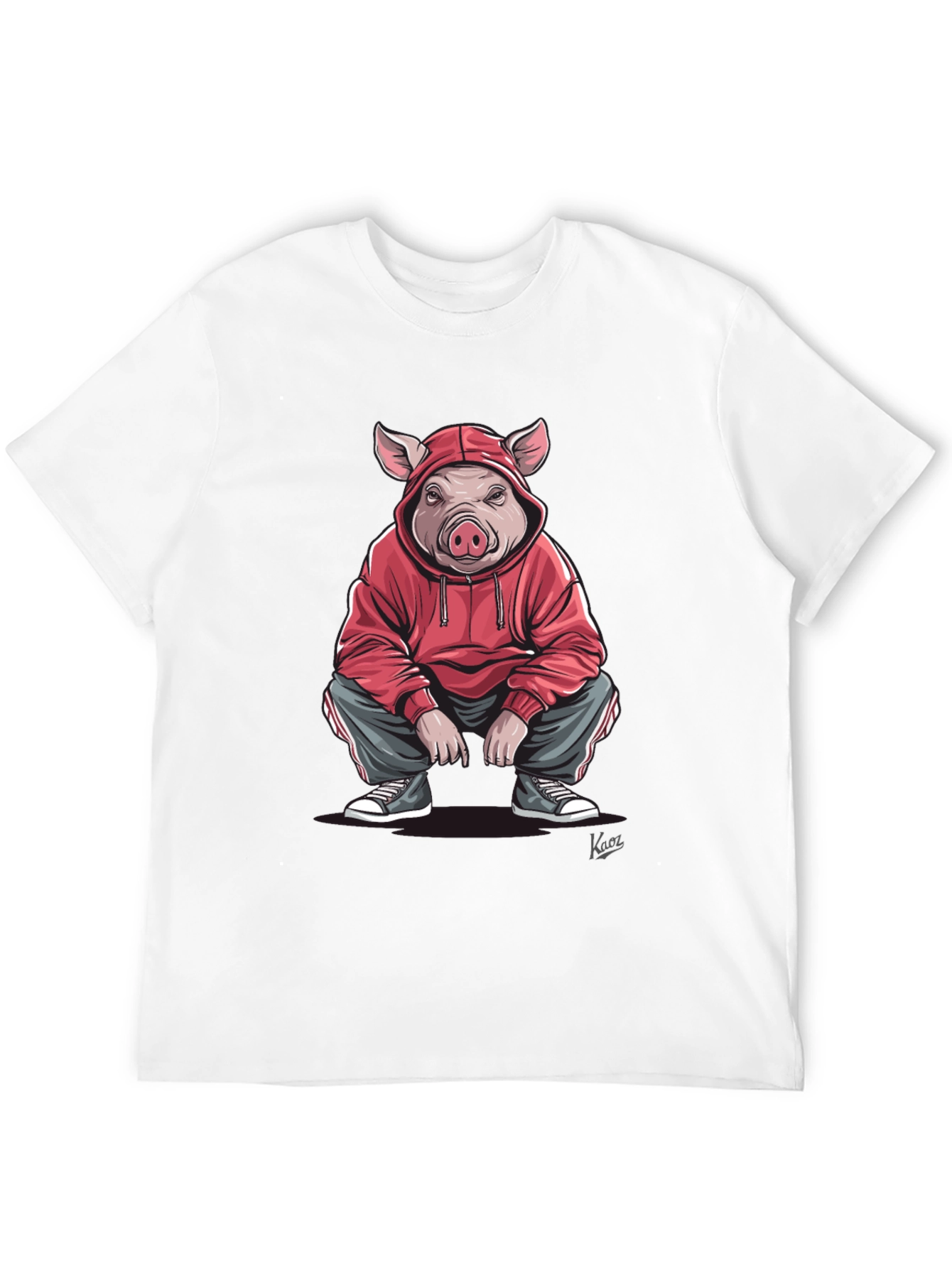 Pig in Hoodie Graphic T-Shirt - Streetwear Style