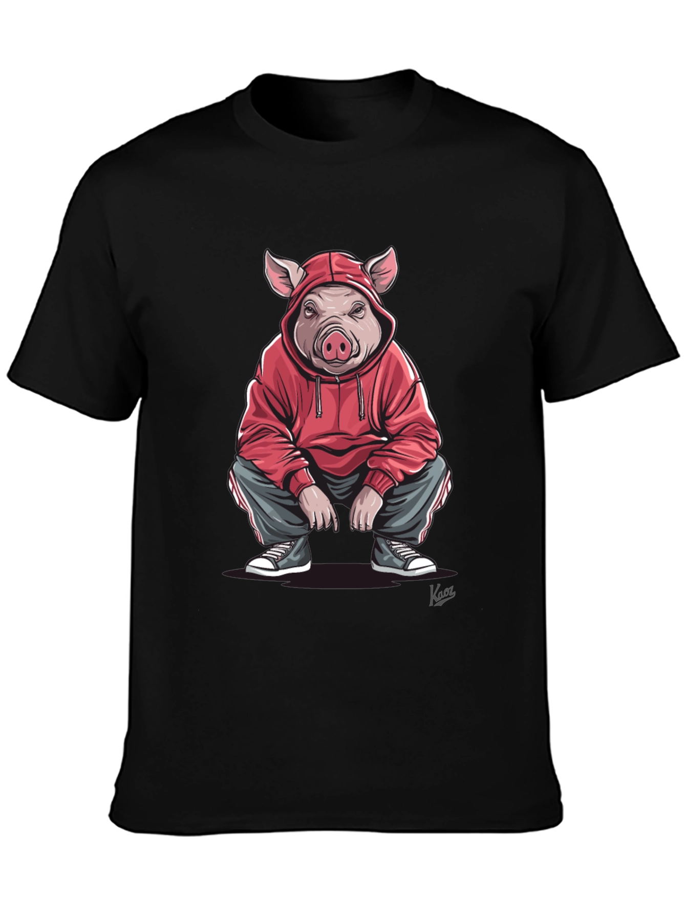 Pig in Hoodie Graphic T-Shirt - Streetwear Style