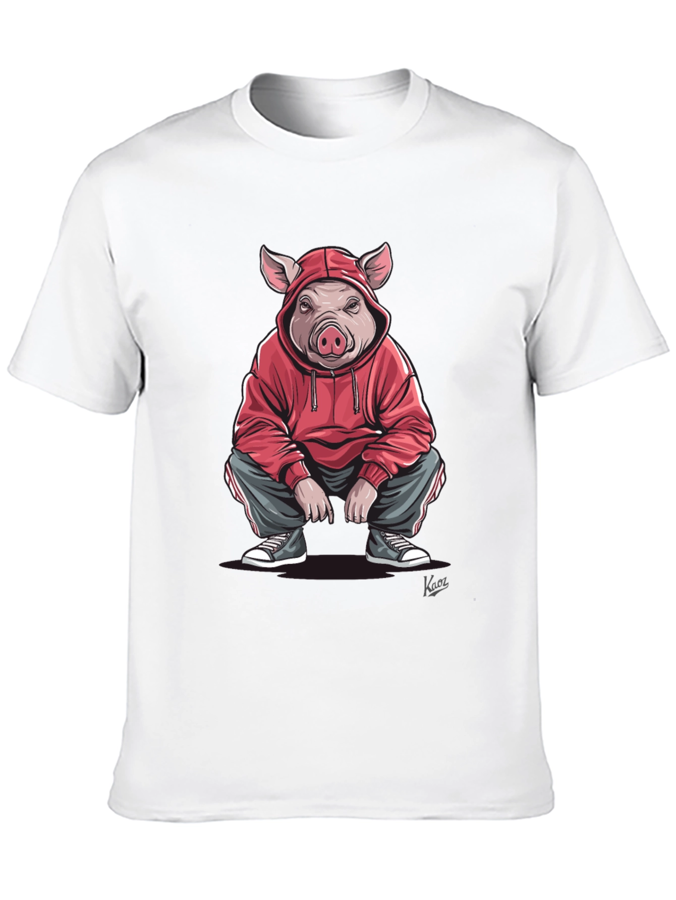 Pig in Hoodie Graphic T-Shirt - Streetwear Style