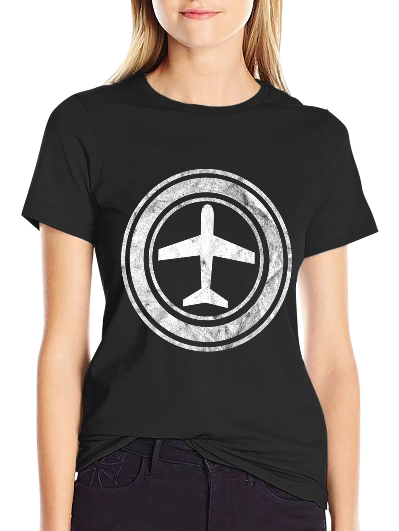 Airplane Logo Black T-Shirt - Pilot Gift