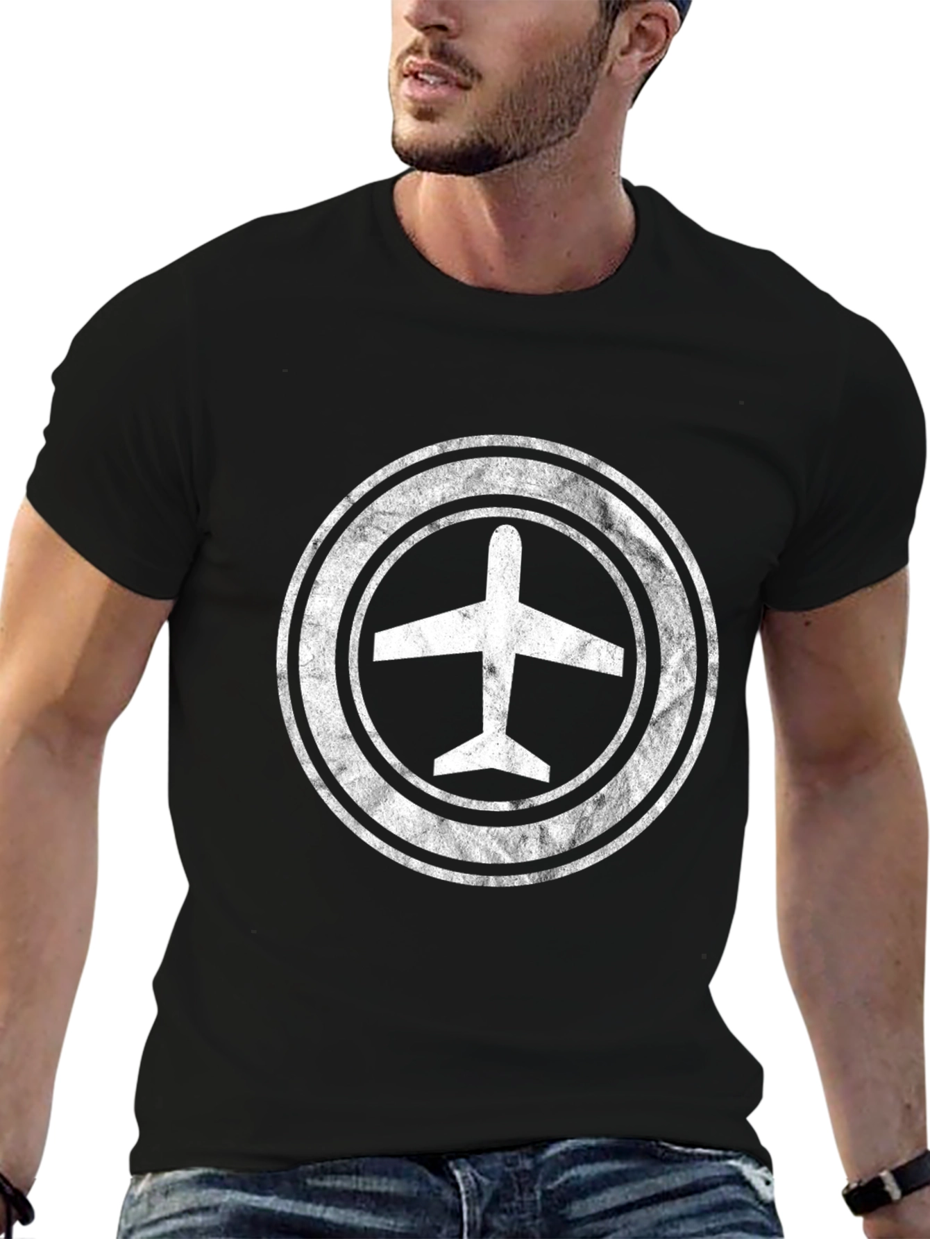 Airplane Logo Black T-Shirt - Pilot Gift
