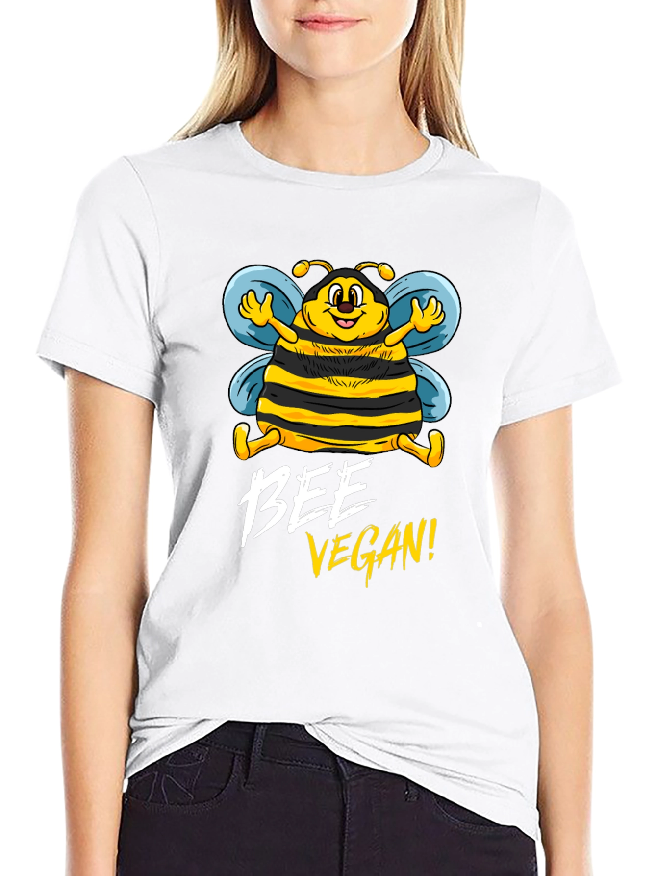 Bee Vegan Black Graphic T-Shirt