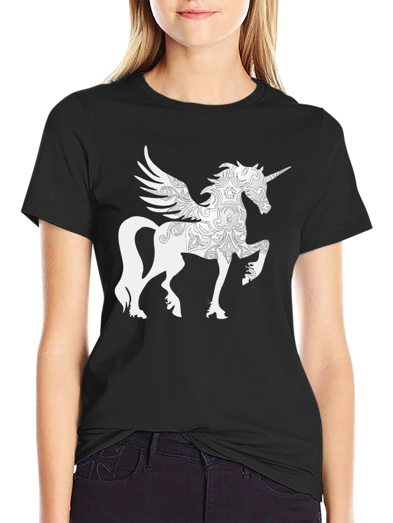 Unicorn Pegasus Graphic Tee - Black