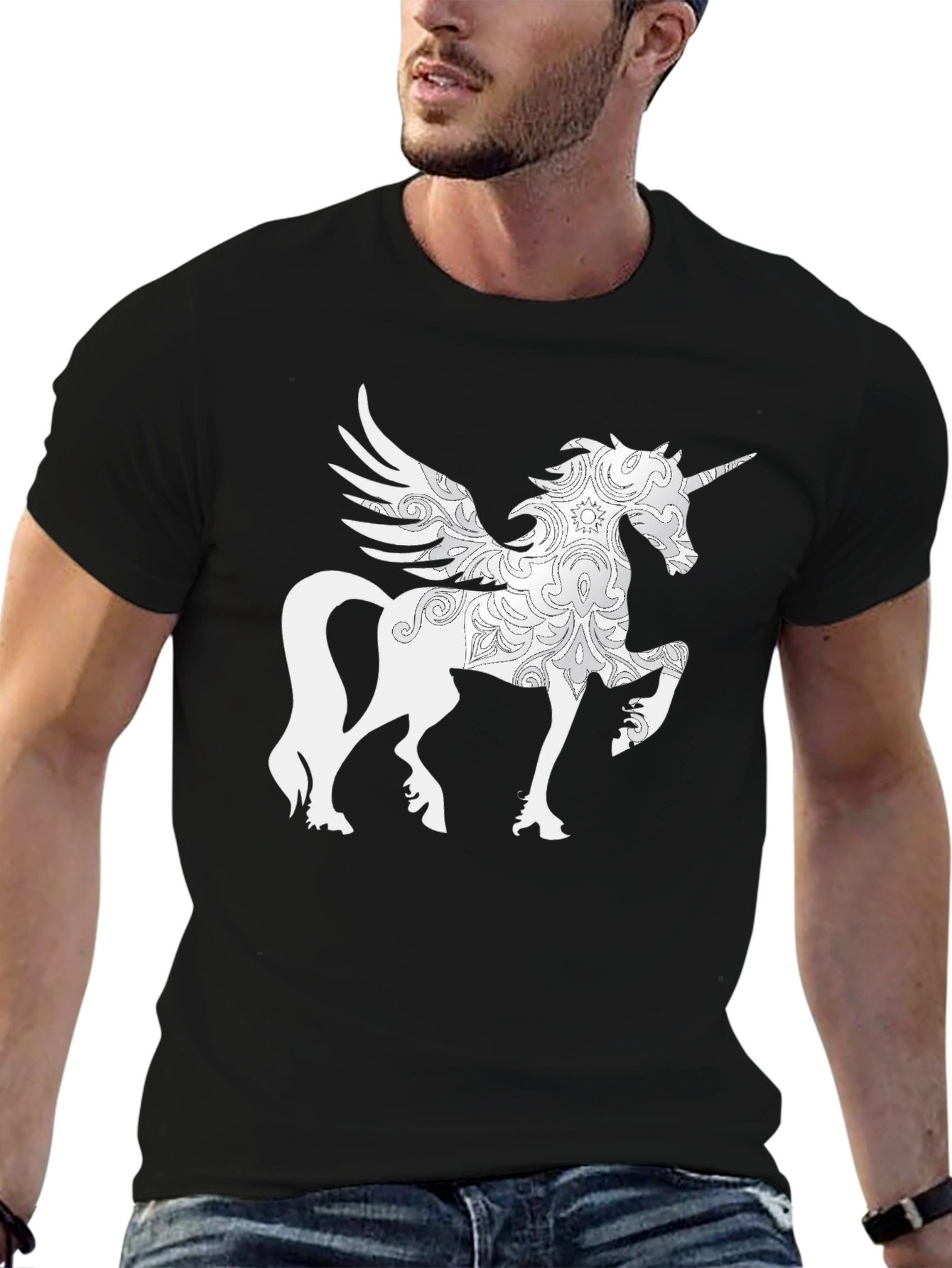 Unicorn Pegasus Graphic Tee - Black